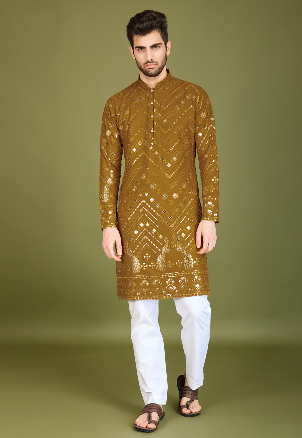 Mustard Viscose Rayon Kurta Pajama 311549