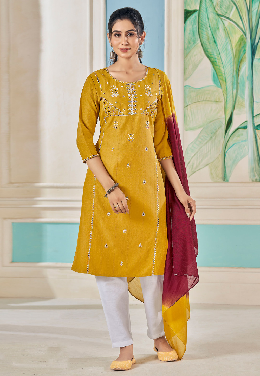 Mustard Viscose Readymade Pakistani Suit 281035