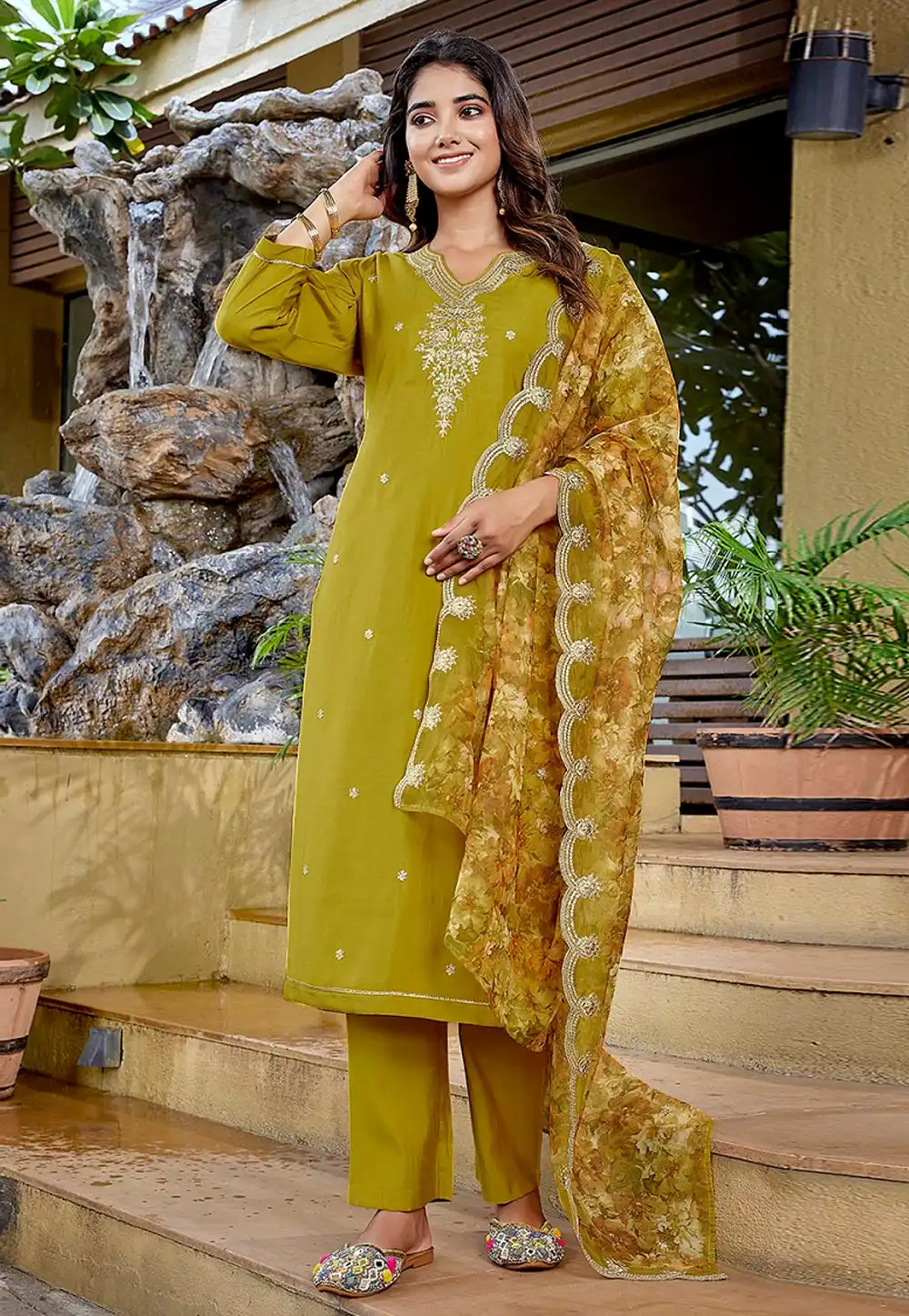 Mustard Viscose Readymade Pakistani Suit 324834