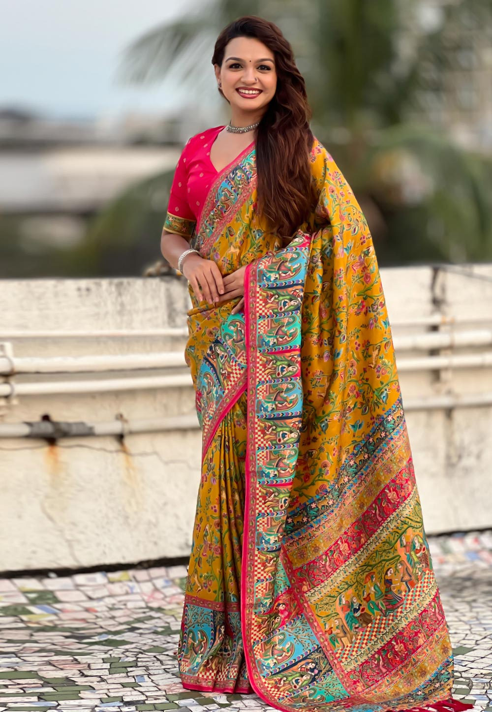 Mustard Viscose Saree With Blouse 322525