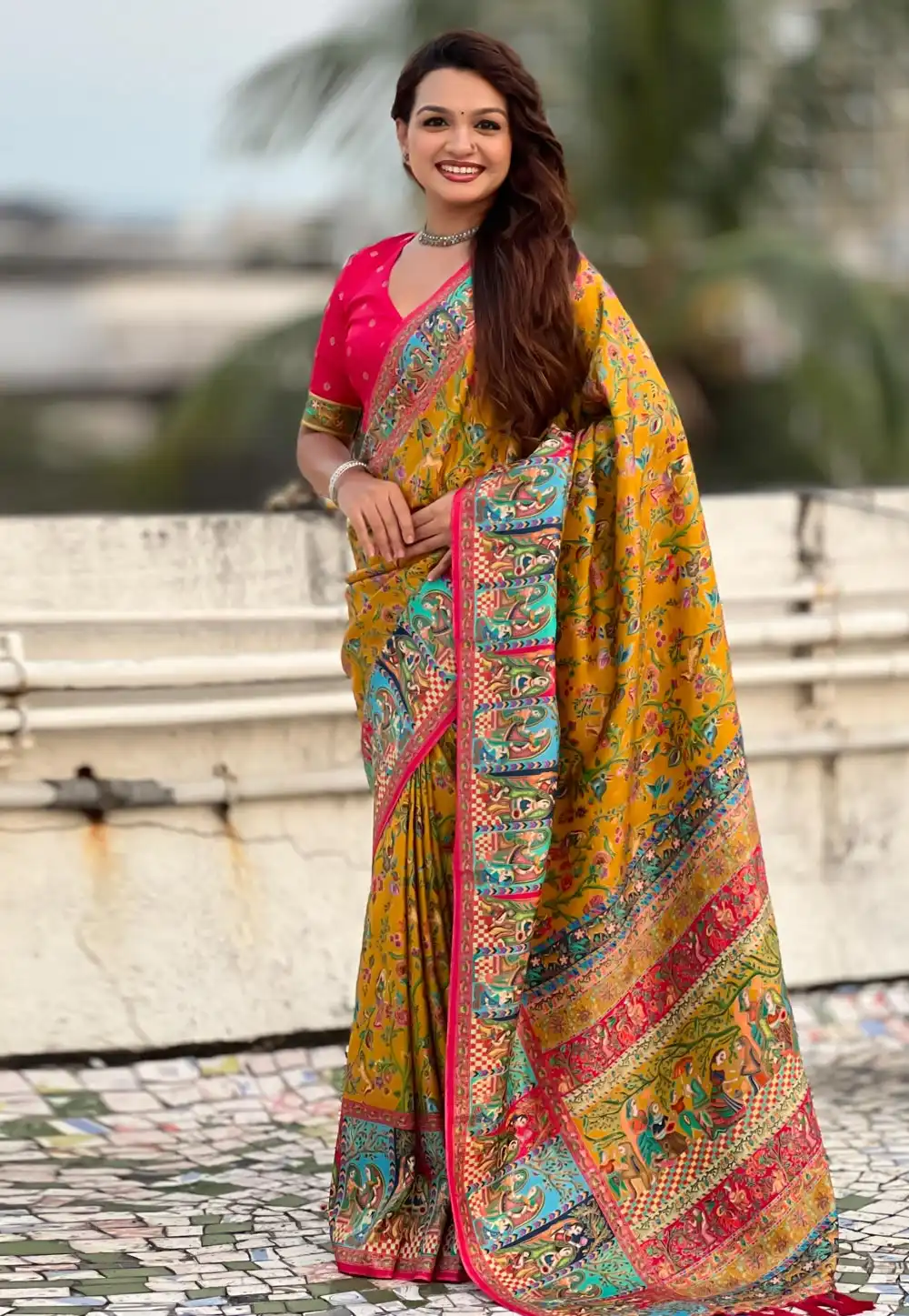 Mustard Viscose Saree With Blouse 322525
