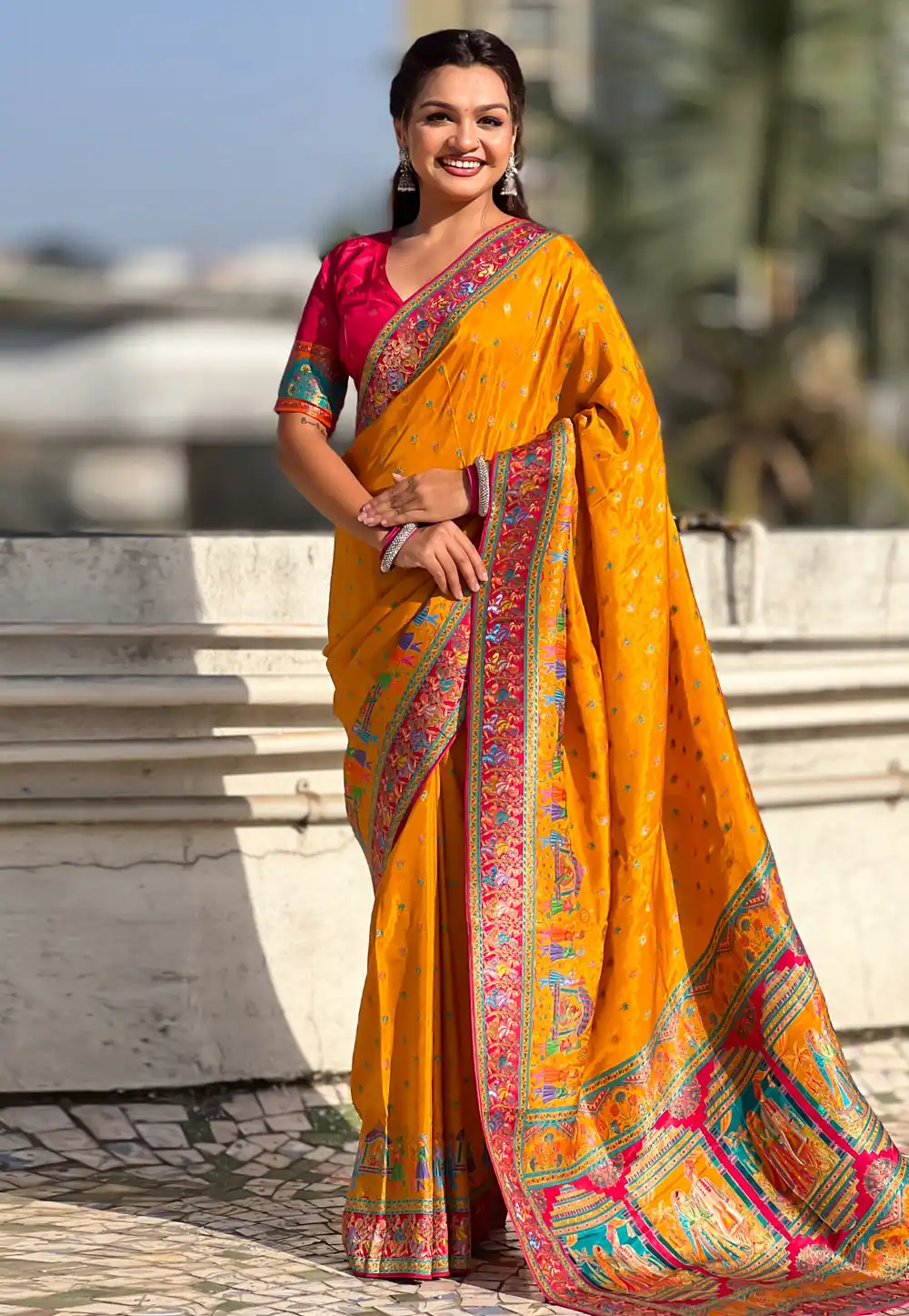 Mustard Viscose Saree With Blouse 326519