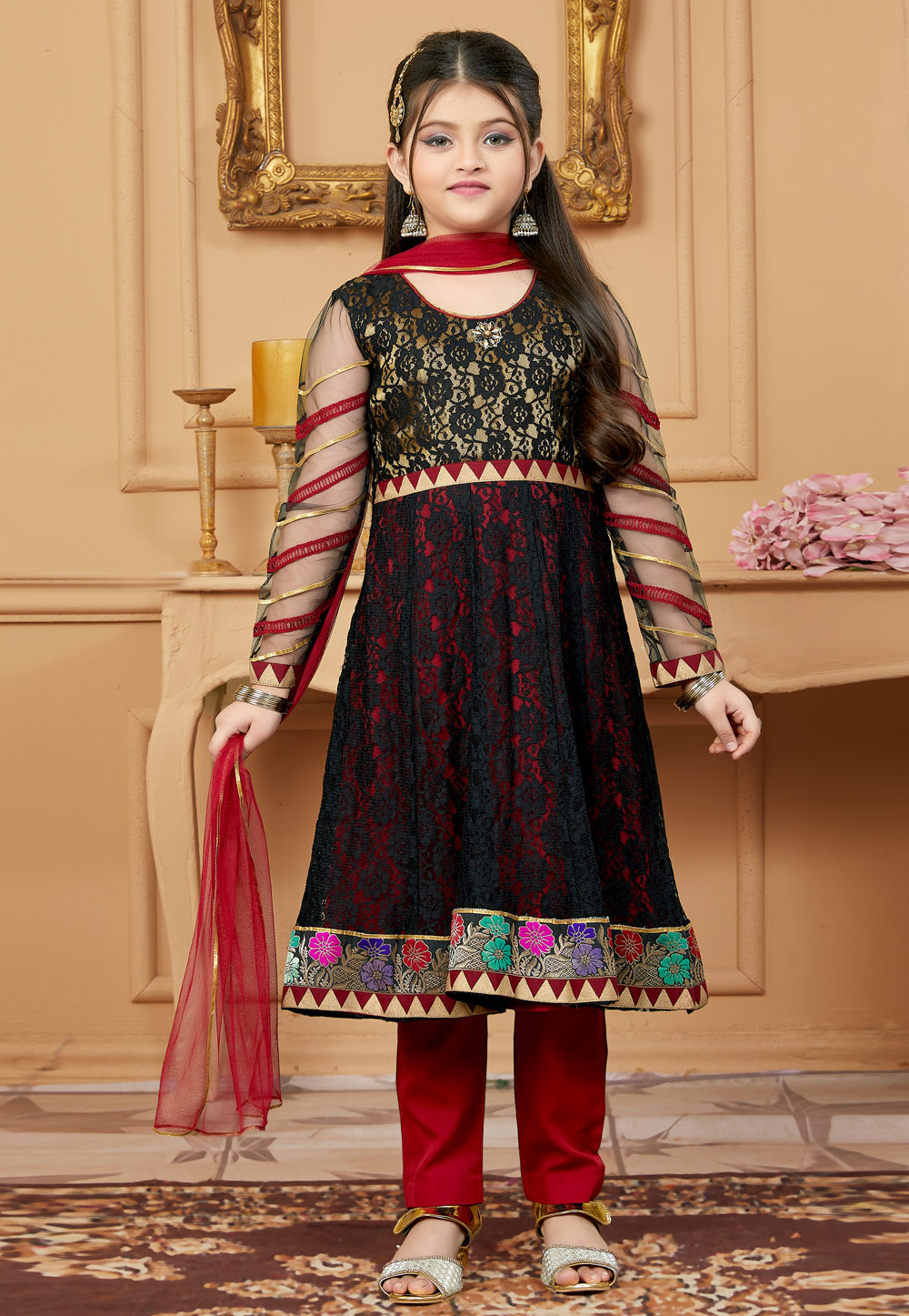Black Net Kids Pant Style Suit 251486