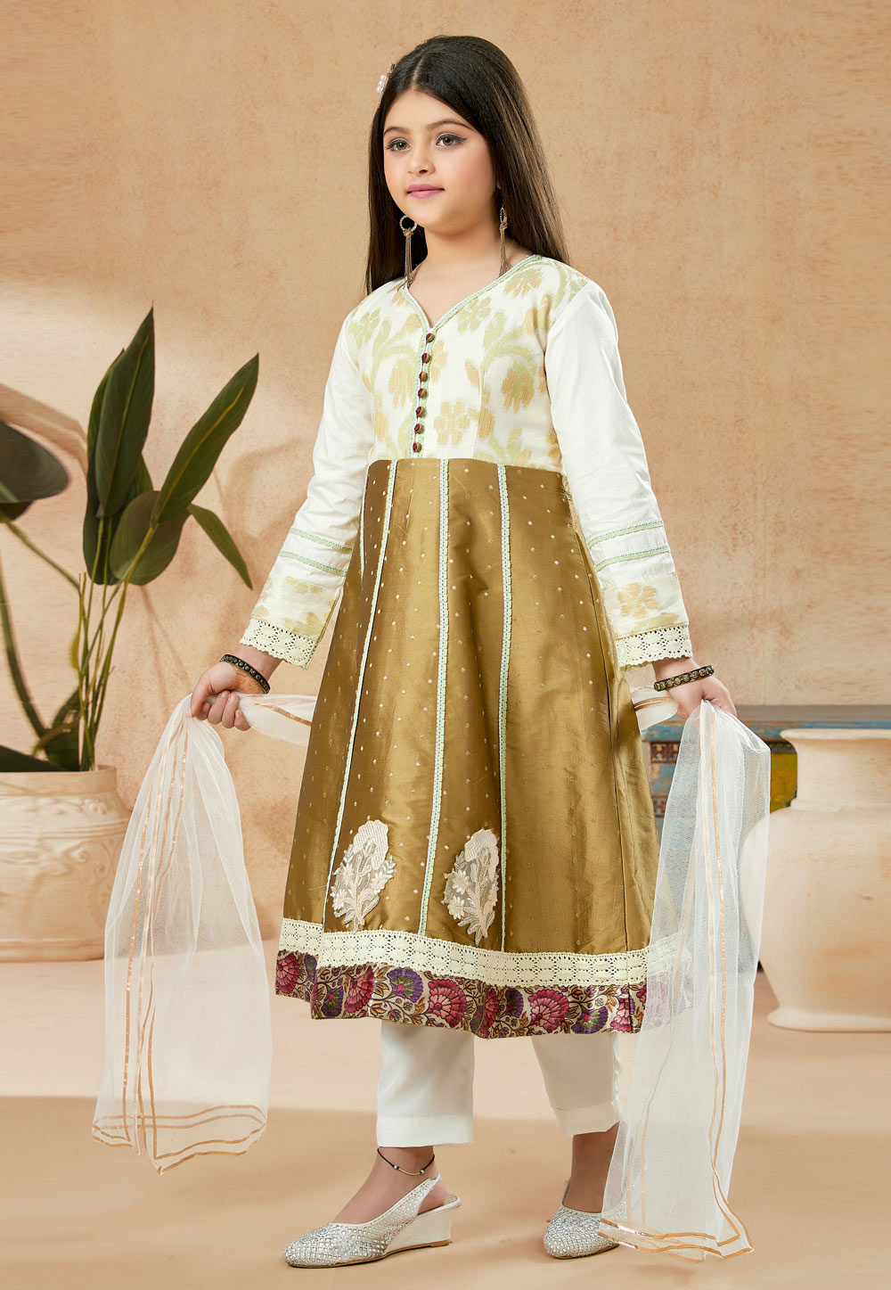 Off White Silk Kids Pant Style Suit 251497