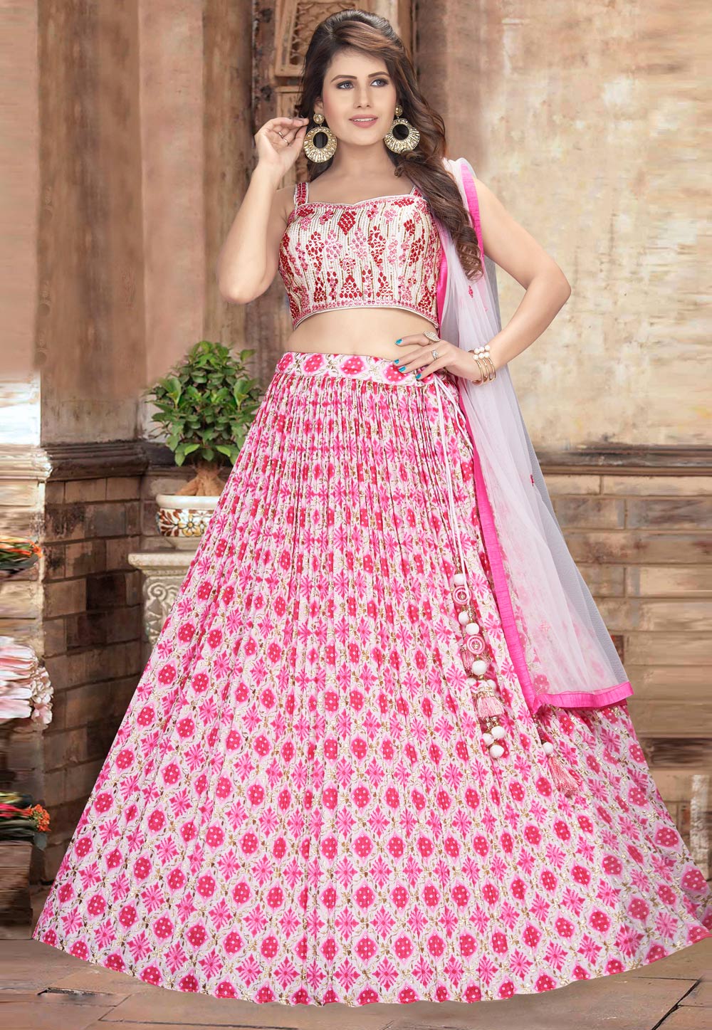 Pink Satin Readymade Circular Lehenga Choli 246480