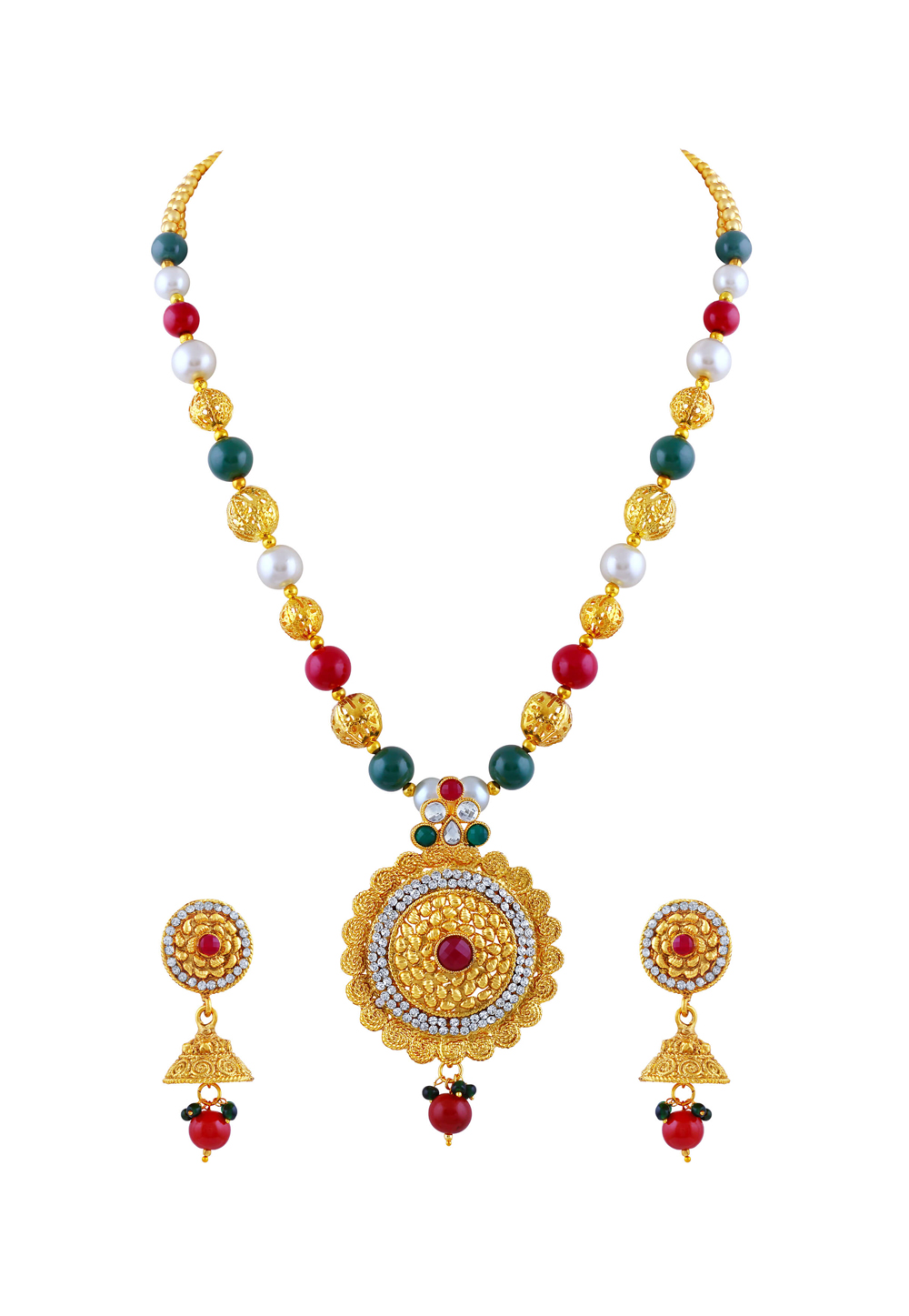 Maroon Zinc Necklace Set With Earrings 191690