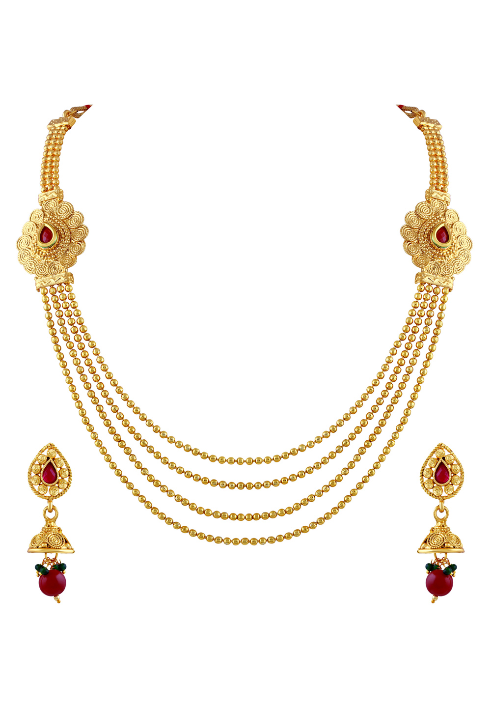Maroon Zinc Necklace Set With Earrings 191736