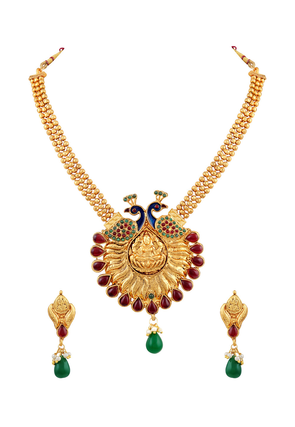 Green Zinc Necklace Set With Earrings 191756