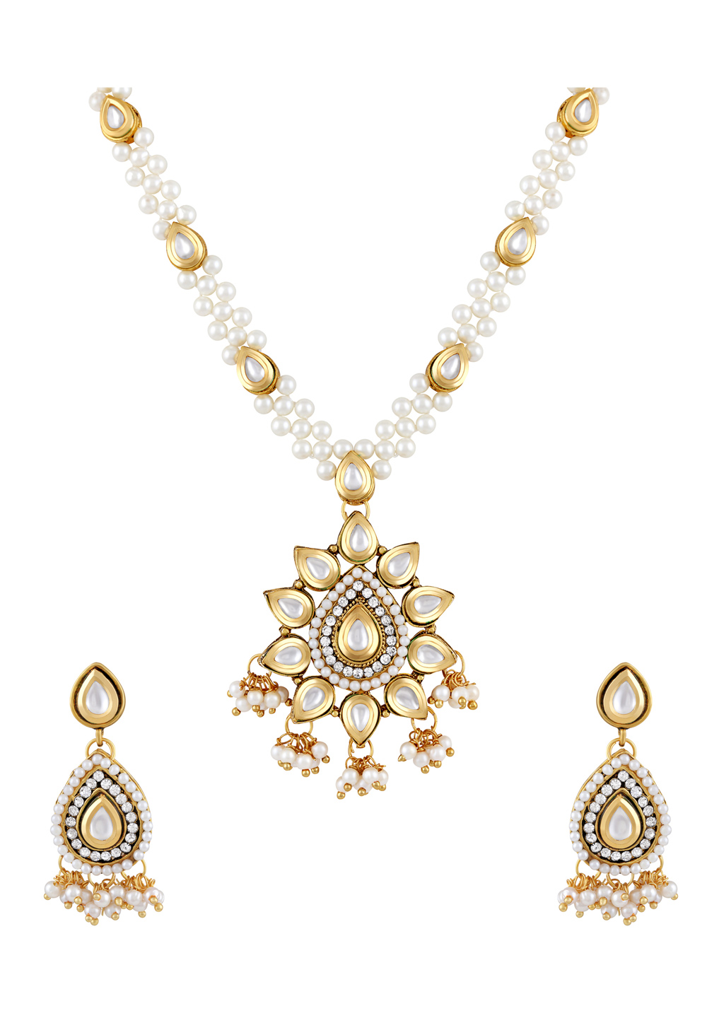 Golden Zinc Necklace Set With Earrings 191762
