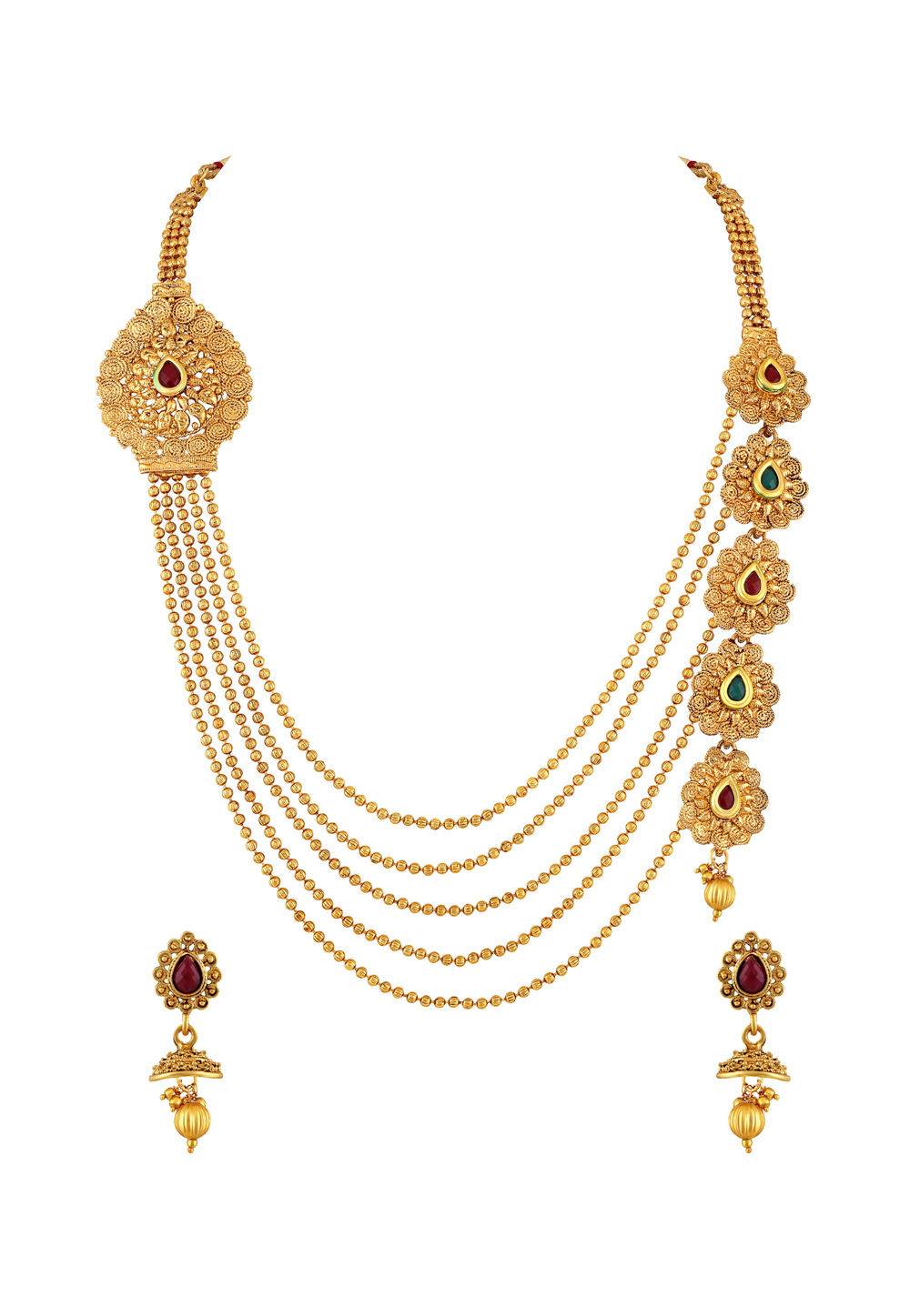 Golden Zinc Necklace Set With Earrings 191775