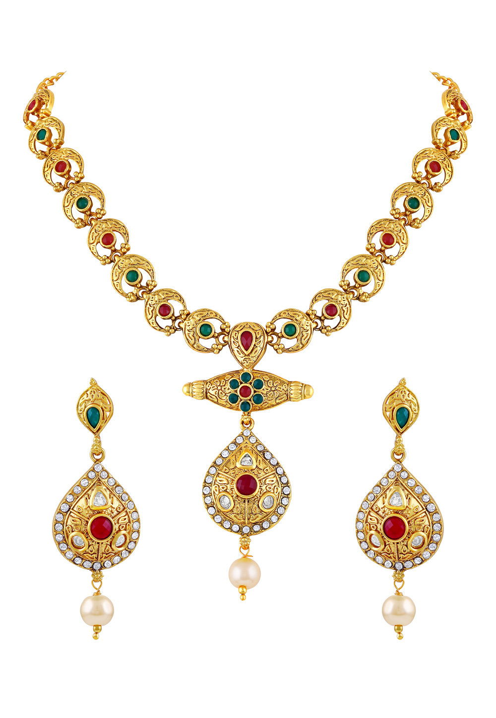 Maroon Zinc Necklace Set With Earrings 191786