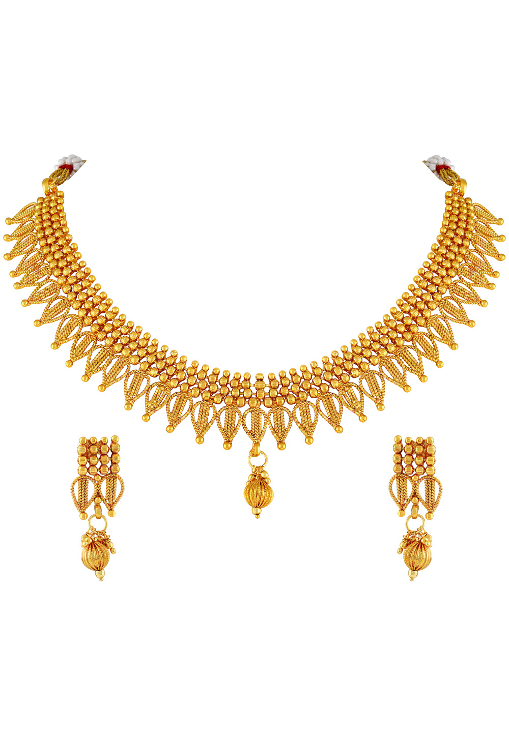 Golden Copper Necklace Set With Earrings 191810