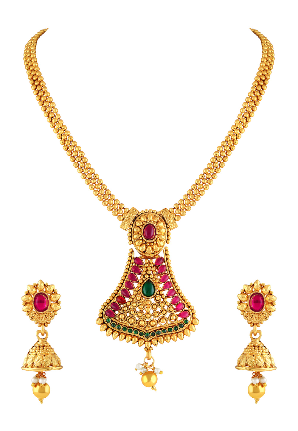 Pink Zinc Necklace Set With Earrings 191817