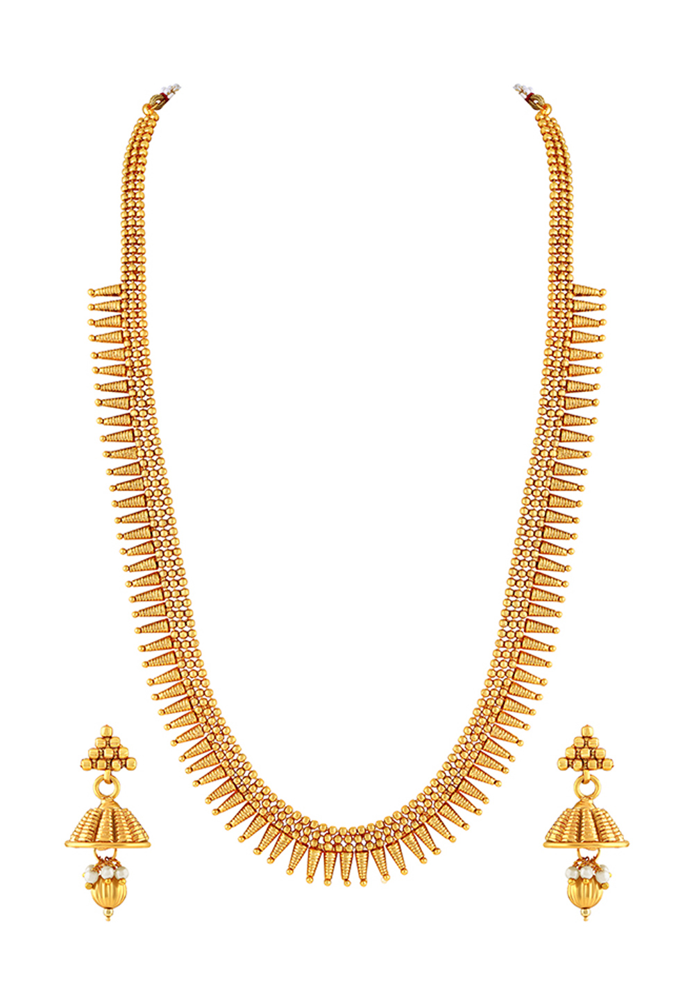 Golden Brass Necklace Set With Earrings 191820