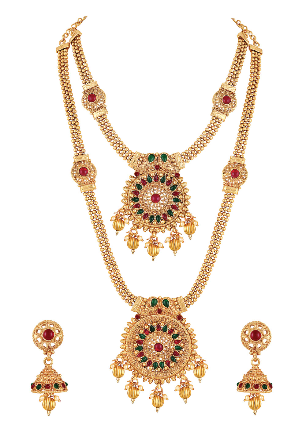 Golden Zinc Necklace Set With Earrings 191885