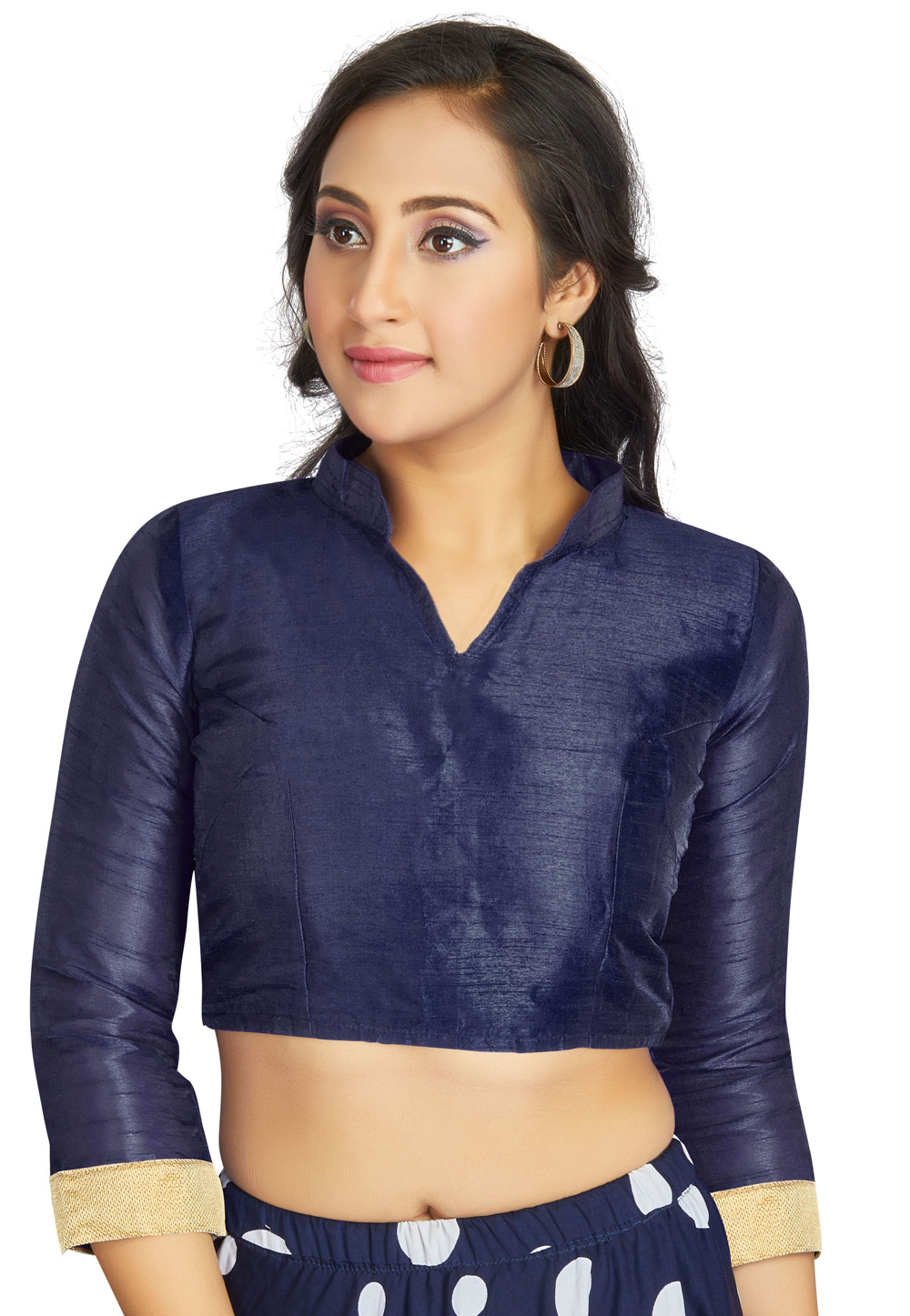 Navy Blue Art Silk Readymade Blouse 319620