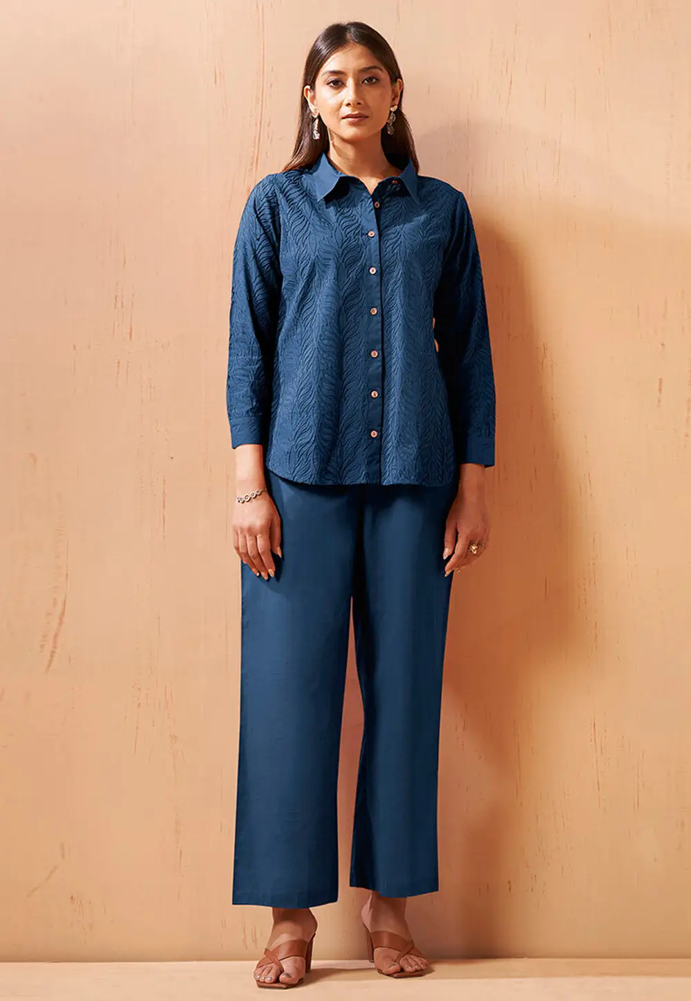 Navy Blue Cotton Co-Ords Set 334165