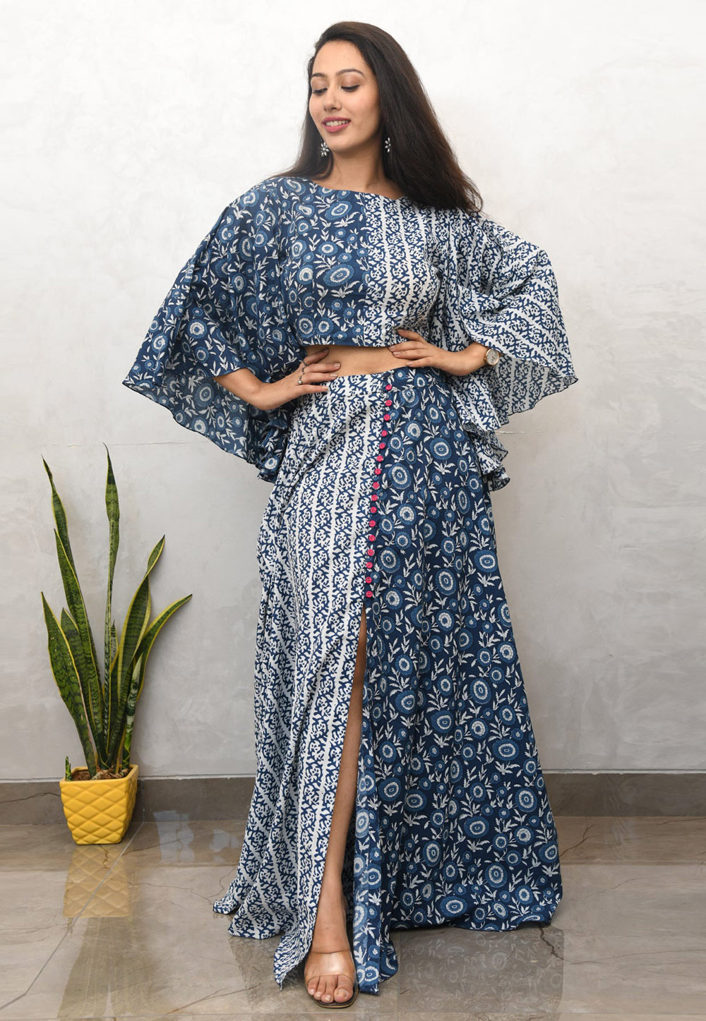 Navy Blue Cotton Designer Lehenga 283495