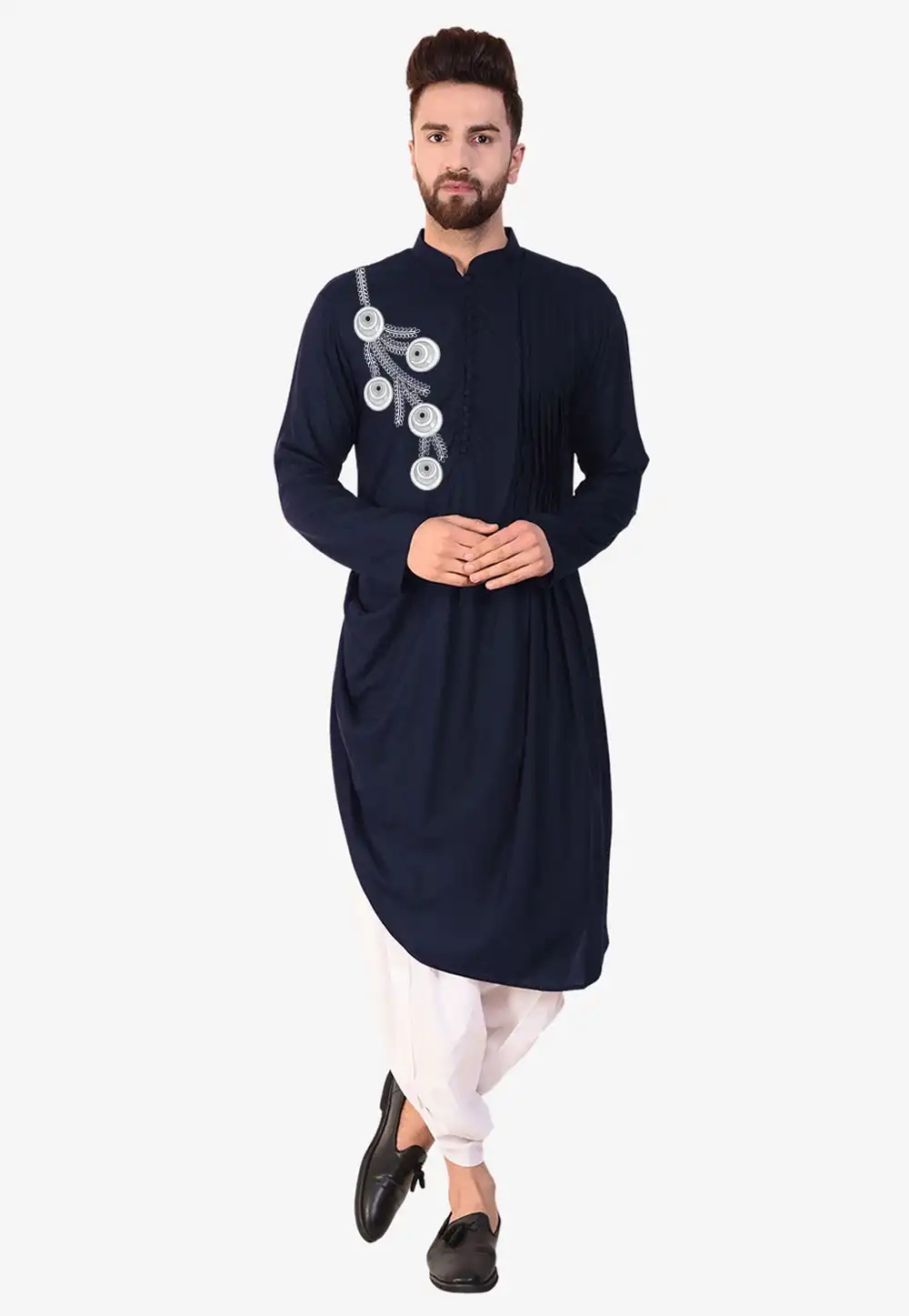 Navy Blue Cotton Dhoti Kurta 282938