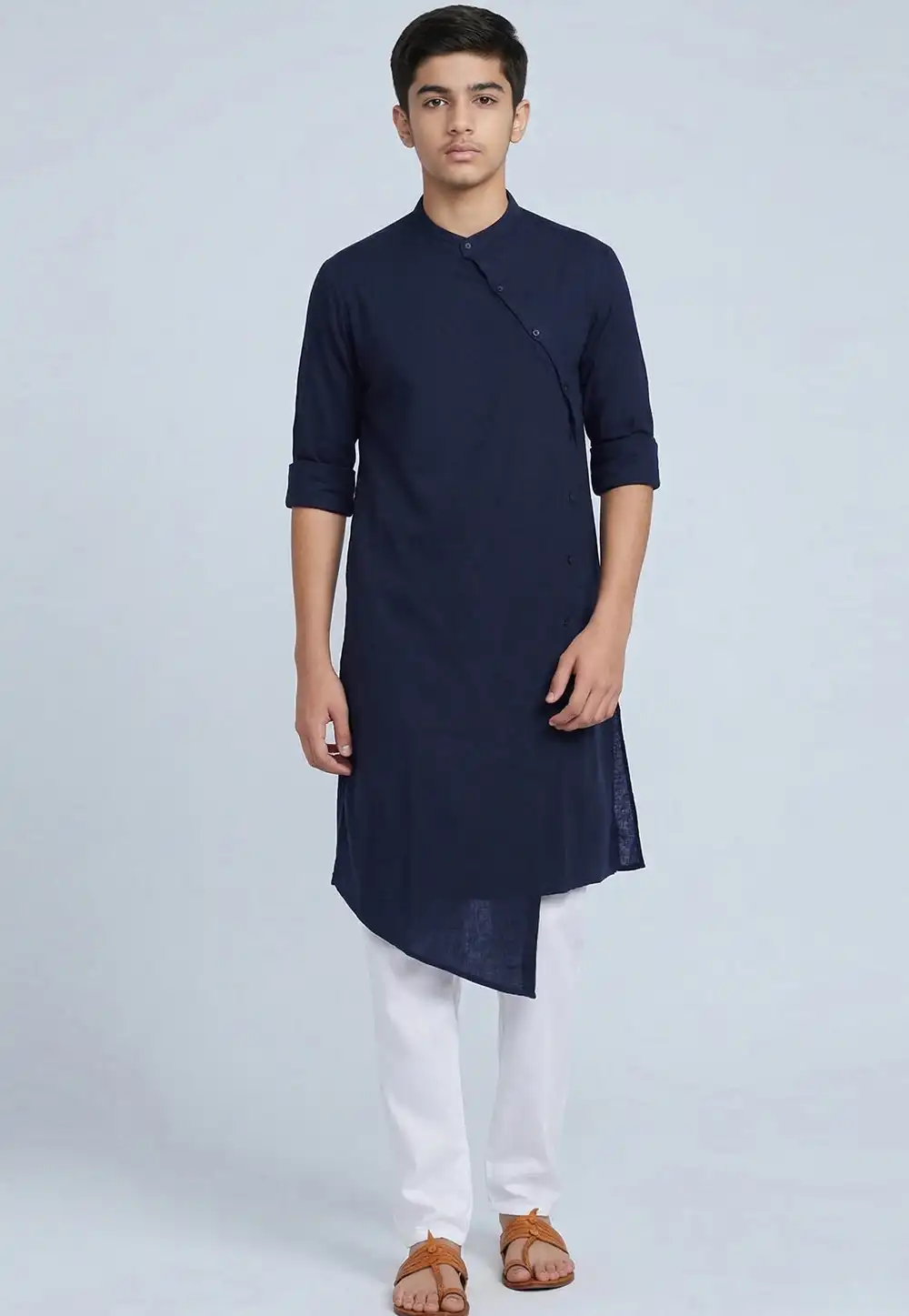 Navy Blue Cotton Kids Kurta Pajama 326666