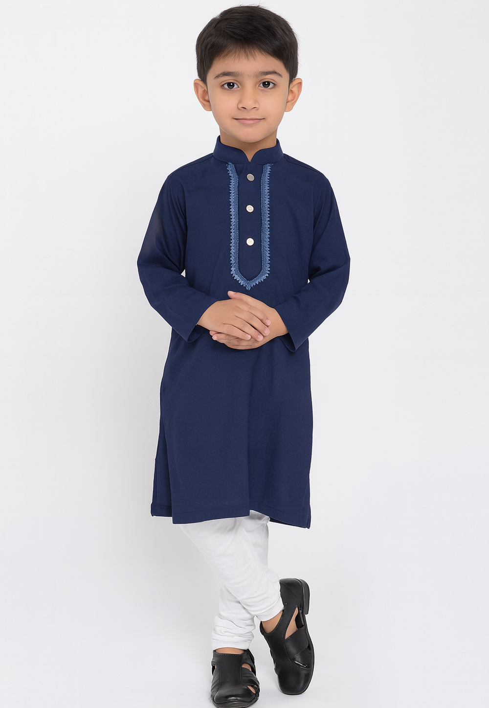 Navy Blue Cotton Kids Kurta Pajama 320821