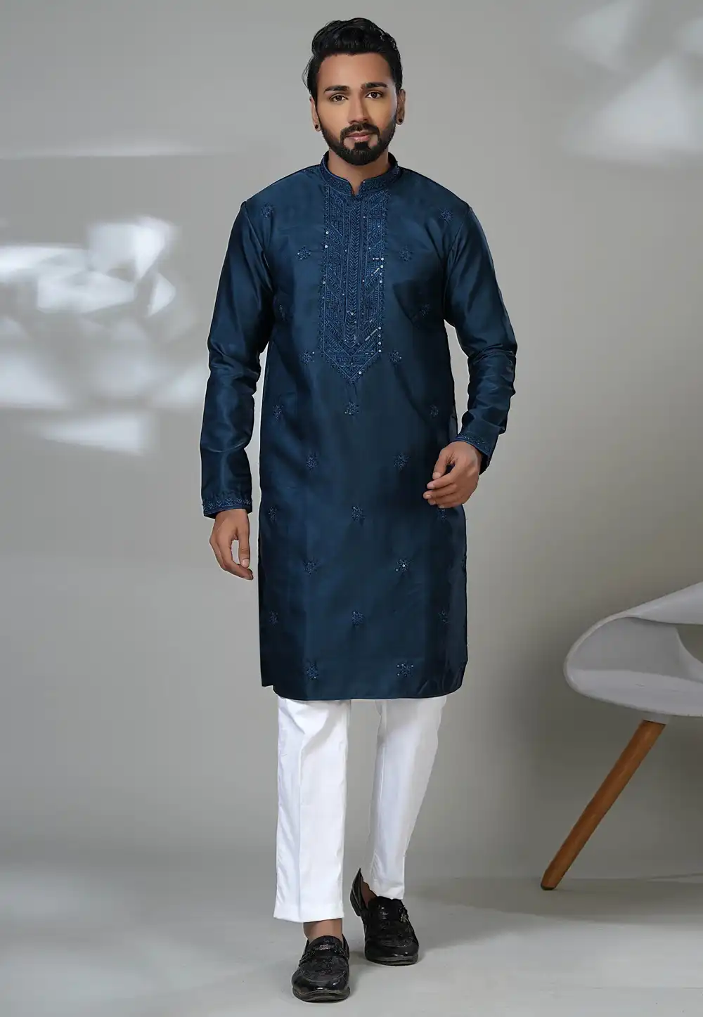 Navy Blue Cotton Kurta Pajama 315558