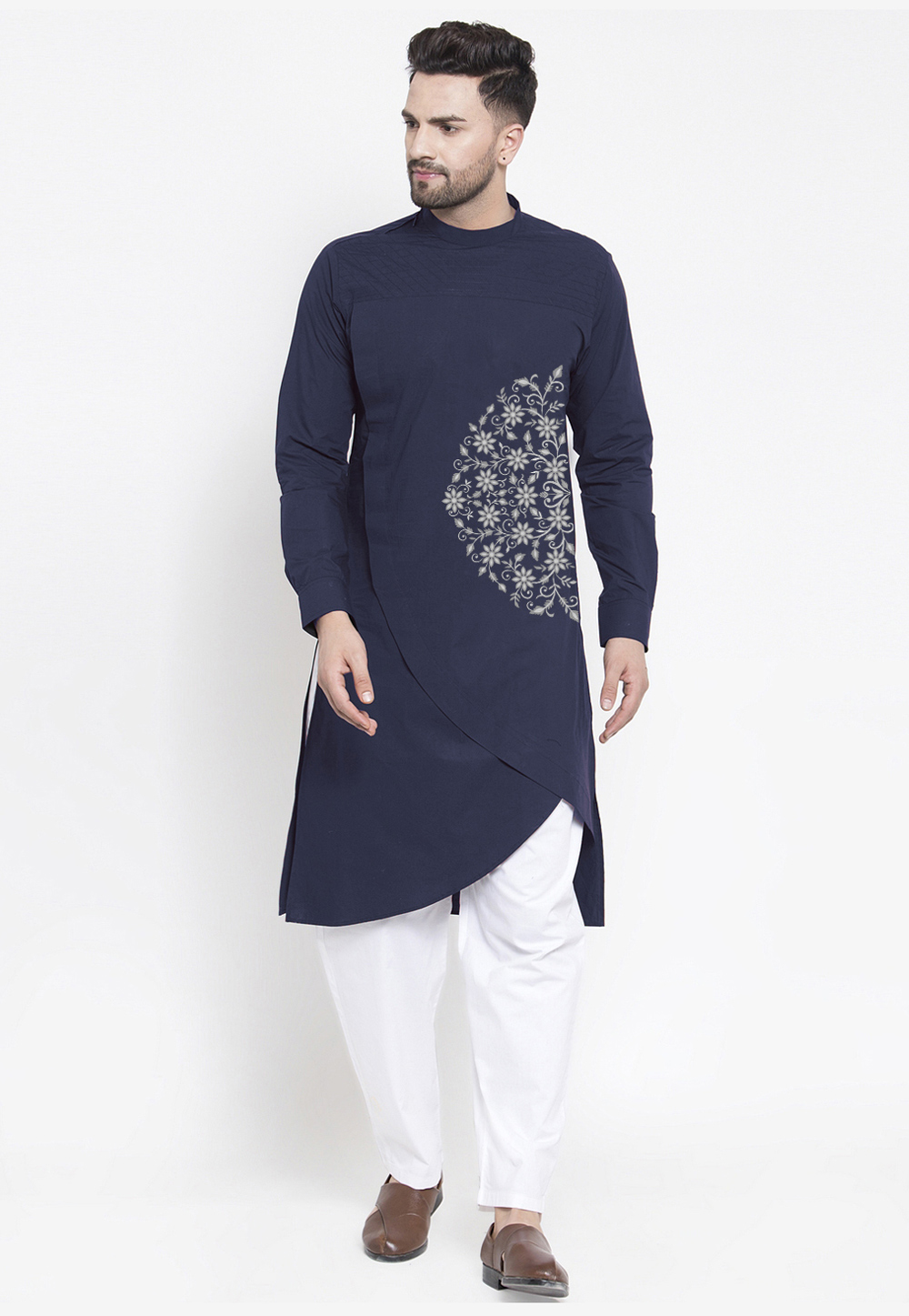 Navy Blue Cotton Kurta Pajama 282935