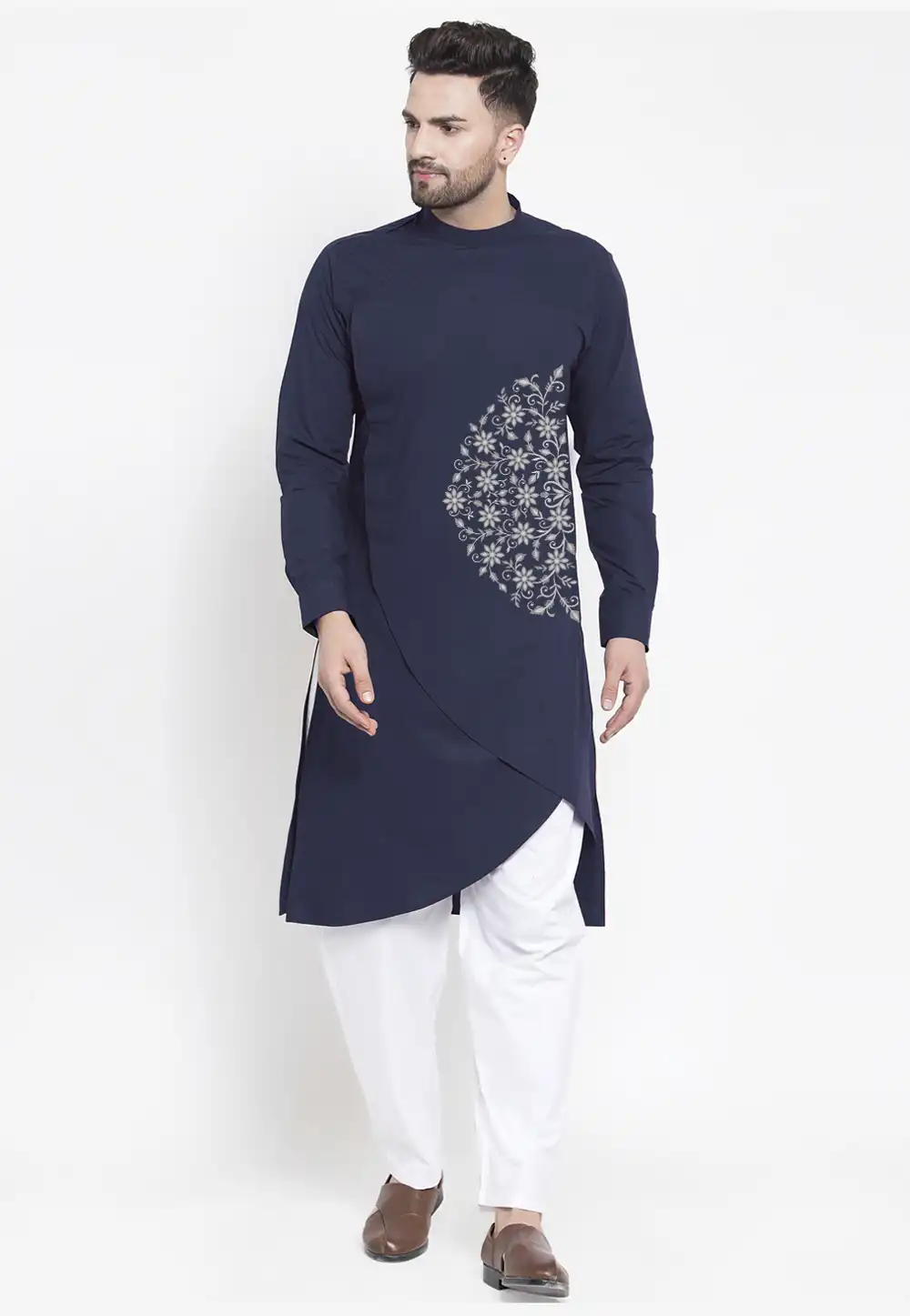 Navy Blue Cotton Kurta Pajama 282935