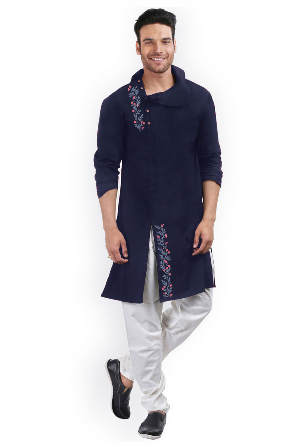 Navy Blue Cotton Kurta Pajama 282944