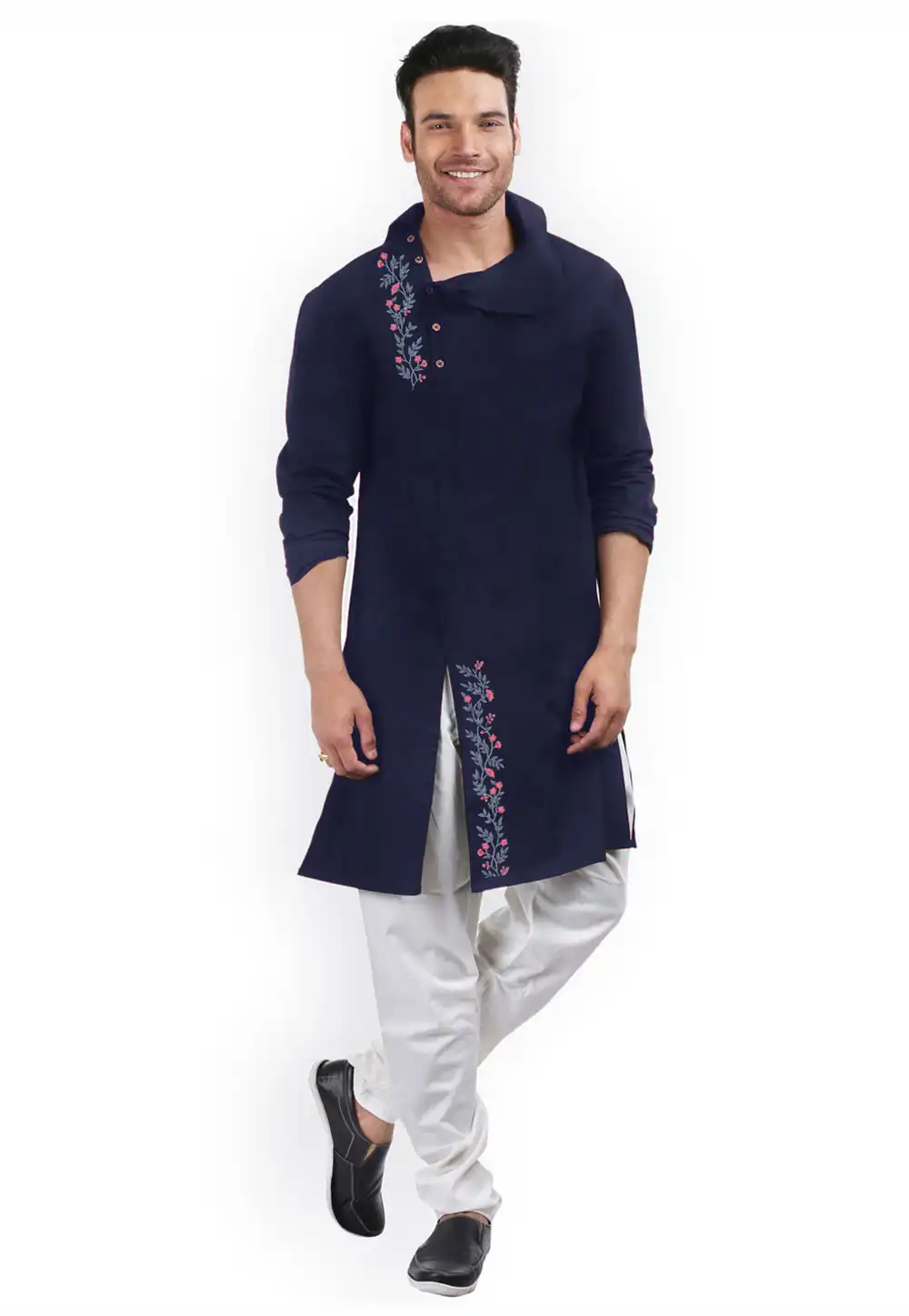 Navy Blue Cotton Kurta Pajama 282944