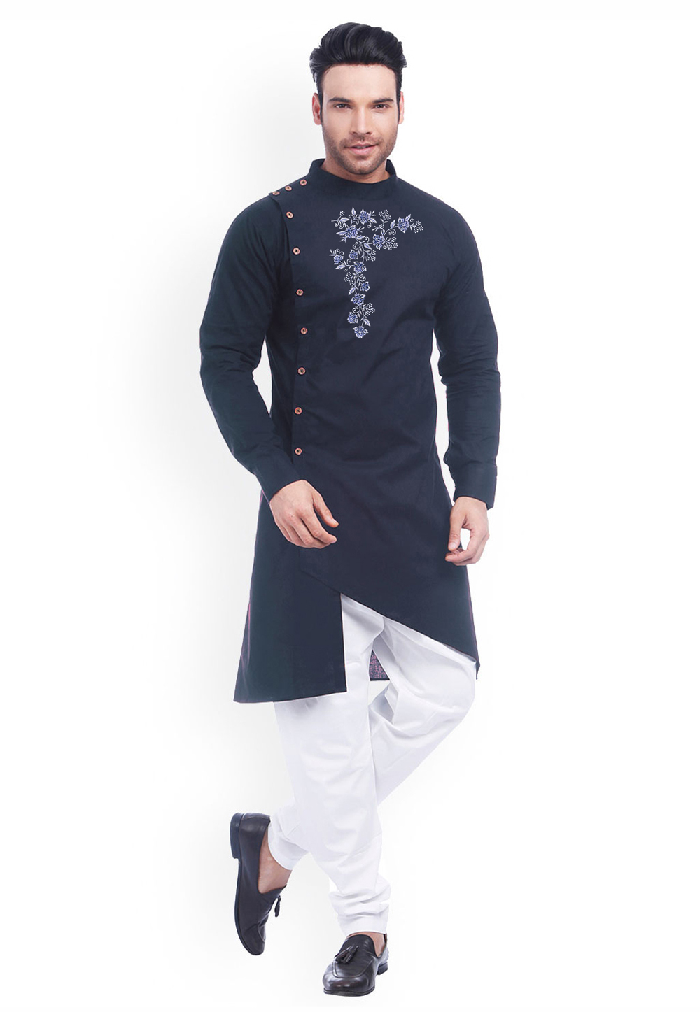 Navy Blue Cotton Kurta Pajama 282948