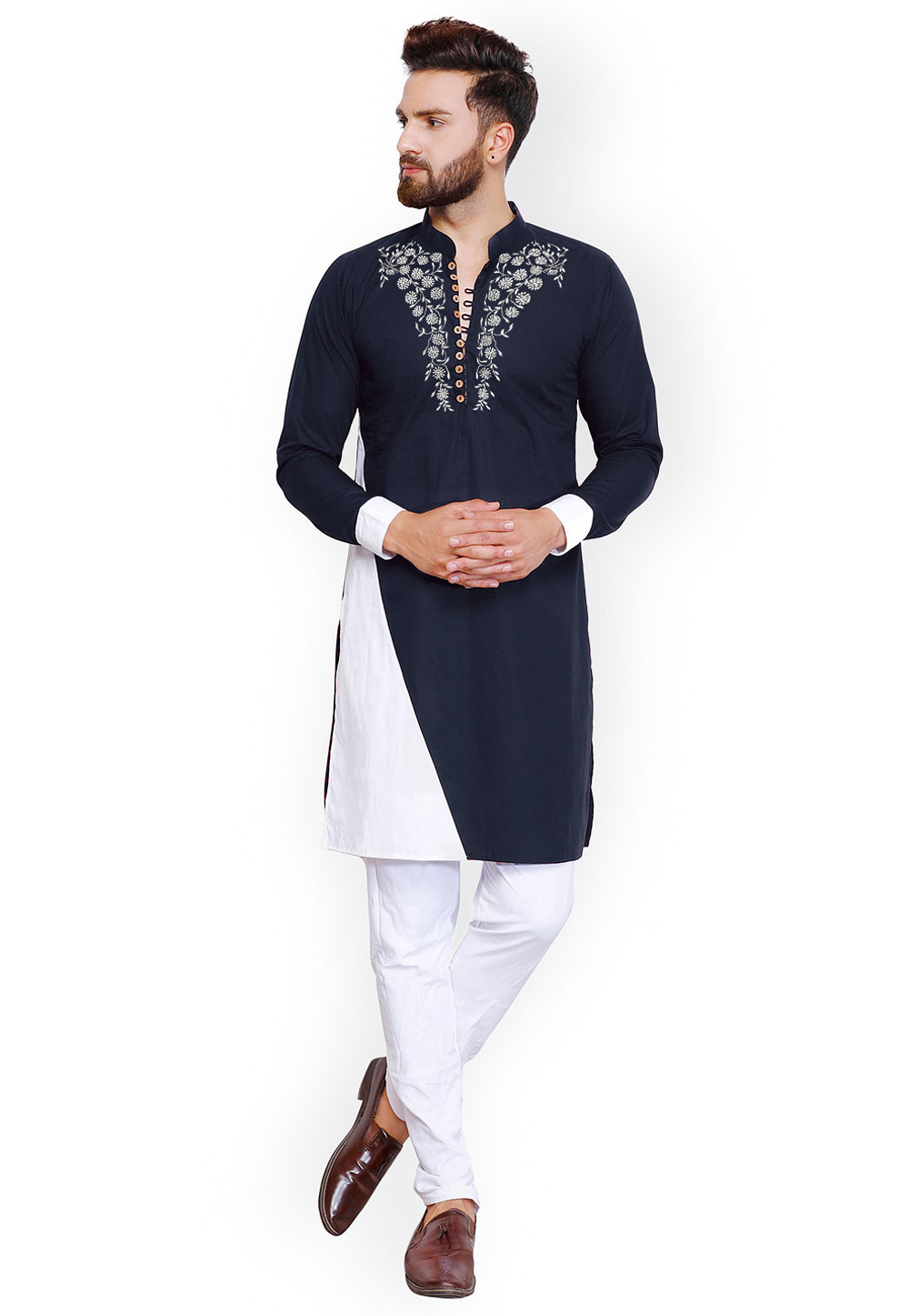 Navy Blue Cotton Kurta Pajama 282952