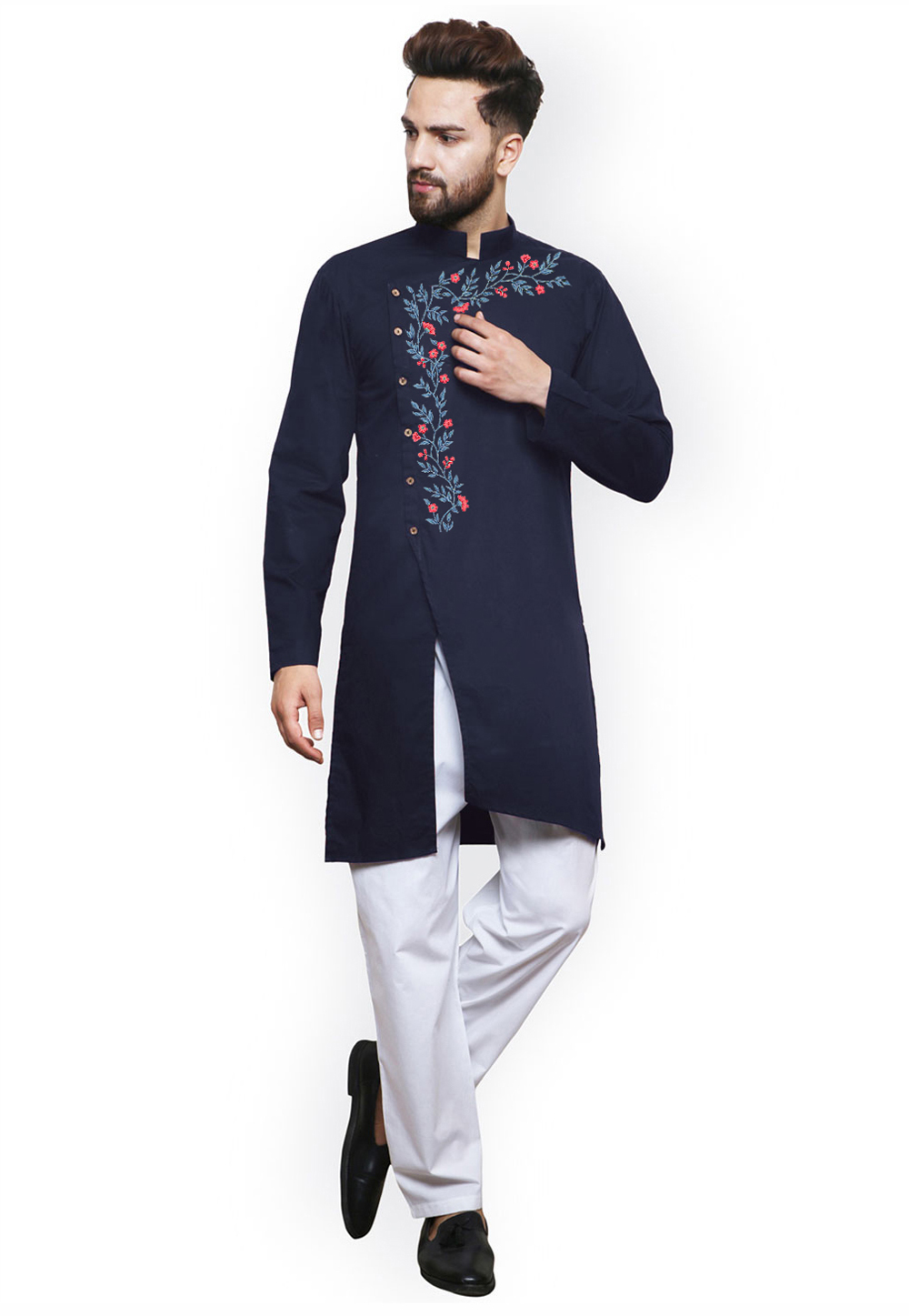Navy Blue Cotton Kurta Pajama 282953