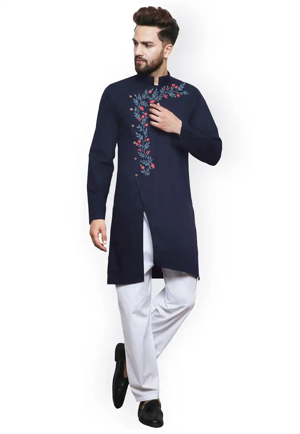Navy Blue Cotton Kurta Pajama 282953