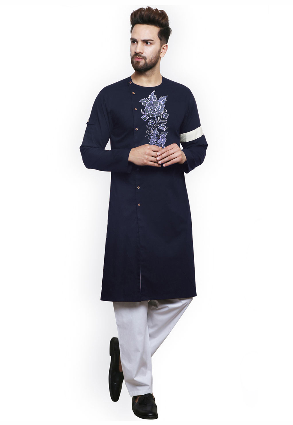 Navy Blue Cotton Kurta Pajama 282955