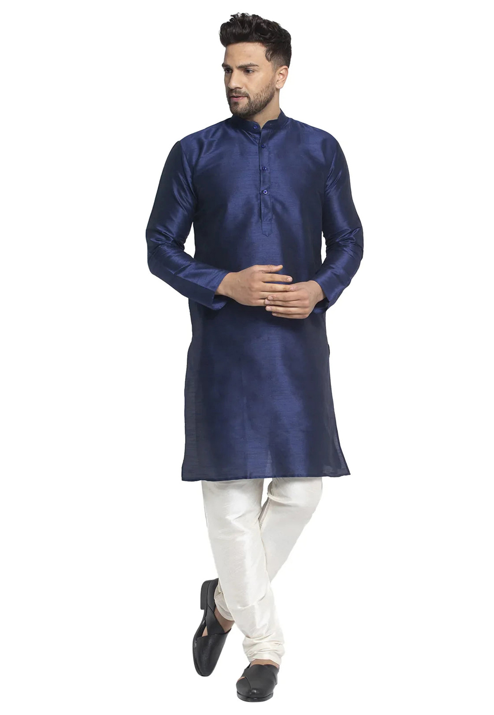 Navy Blue Cotton Kurta Pajama 281609