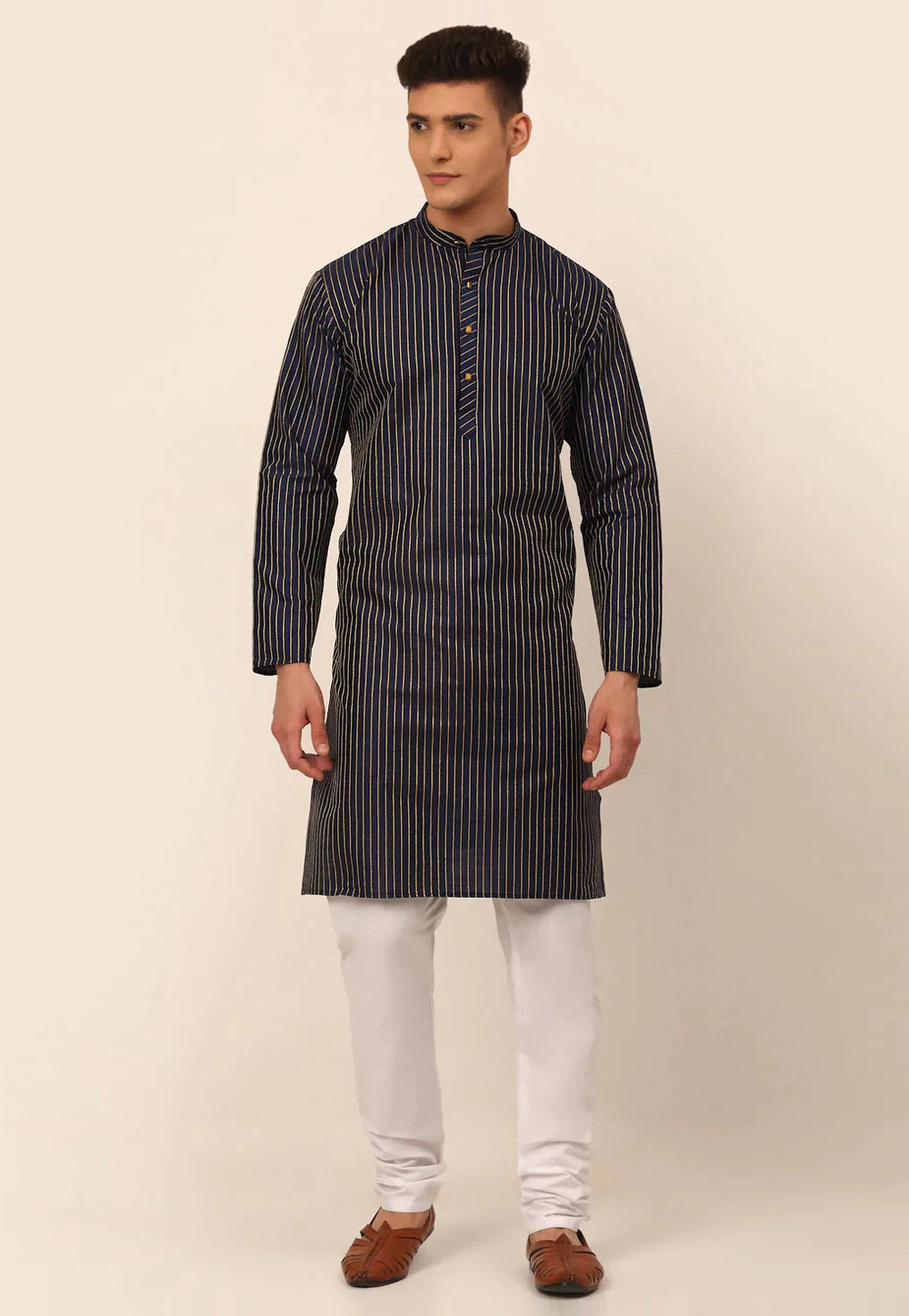 Navy Blue Cotton Kurta Pajama 281657