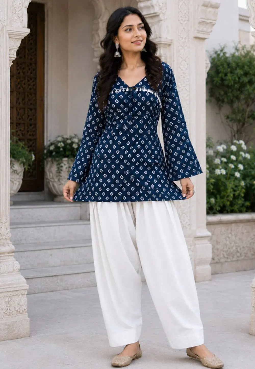 Navy Blue Cotton Kurta Set 331576