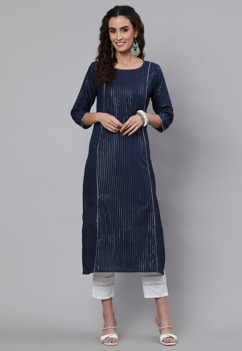Navy Blue Cotton Long Tunic 282728