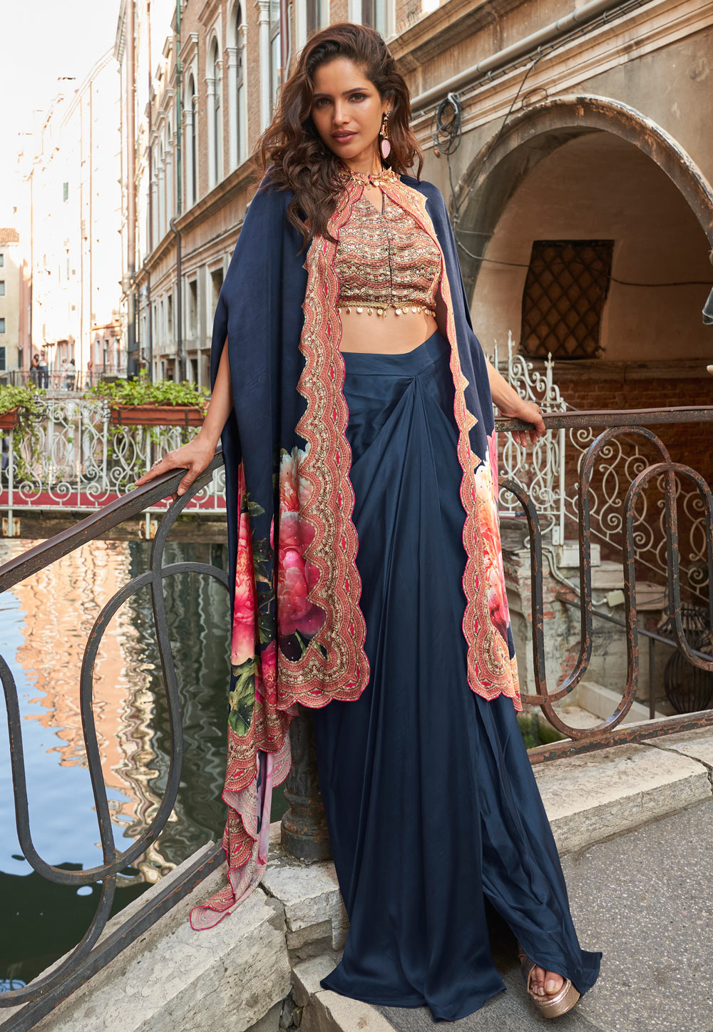 Navy Blue Crepe Silk Designer Salwar Suit 325930