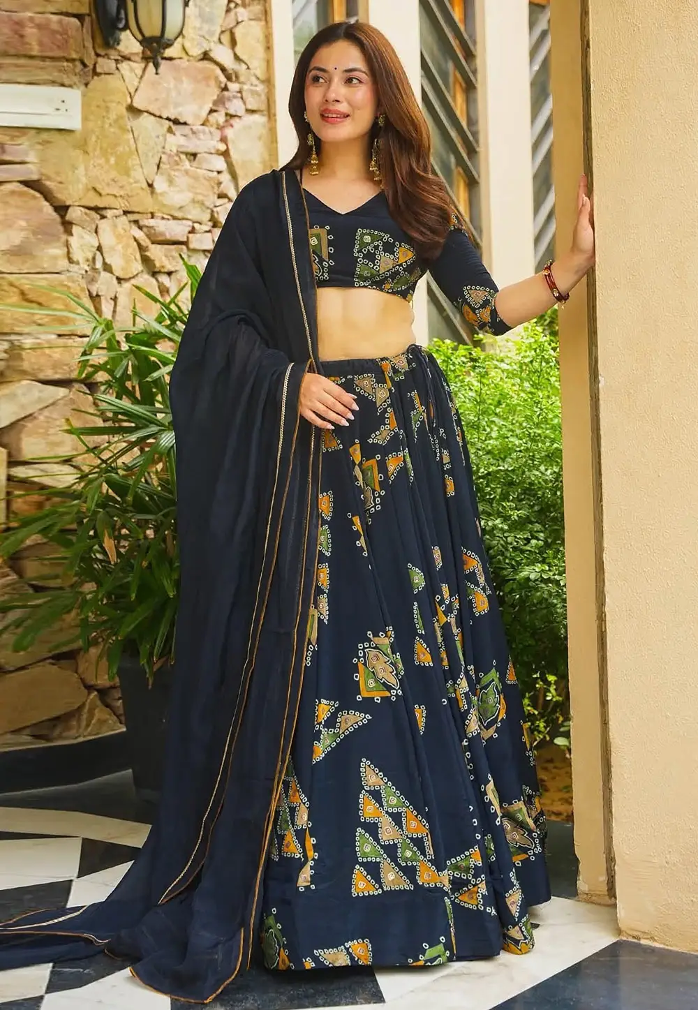 Navy Blue Crepe Silk Lehenga Choli 333331