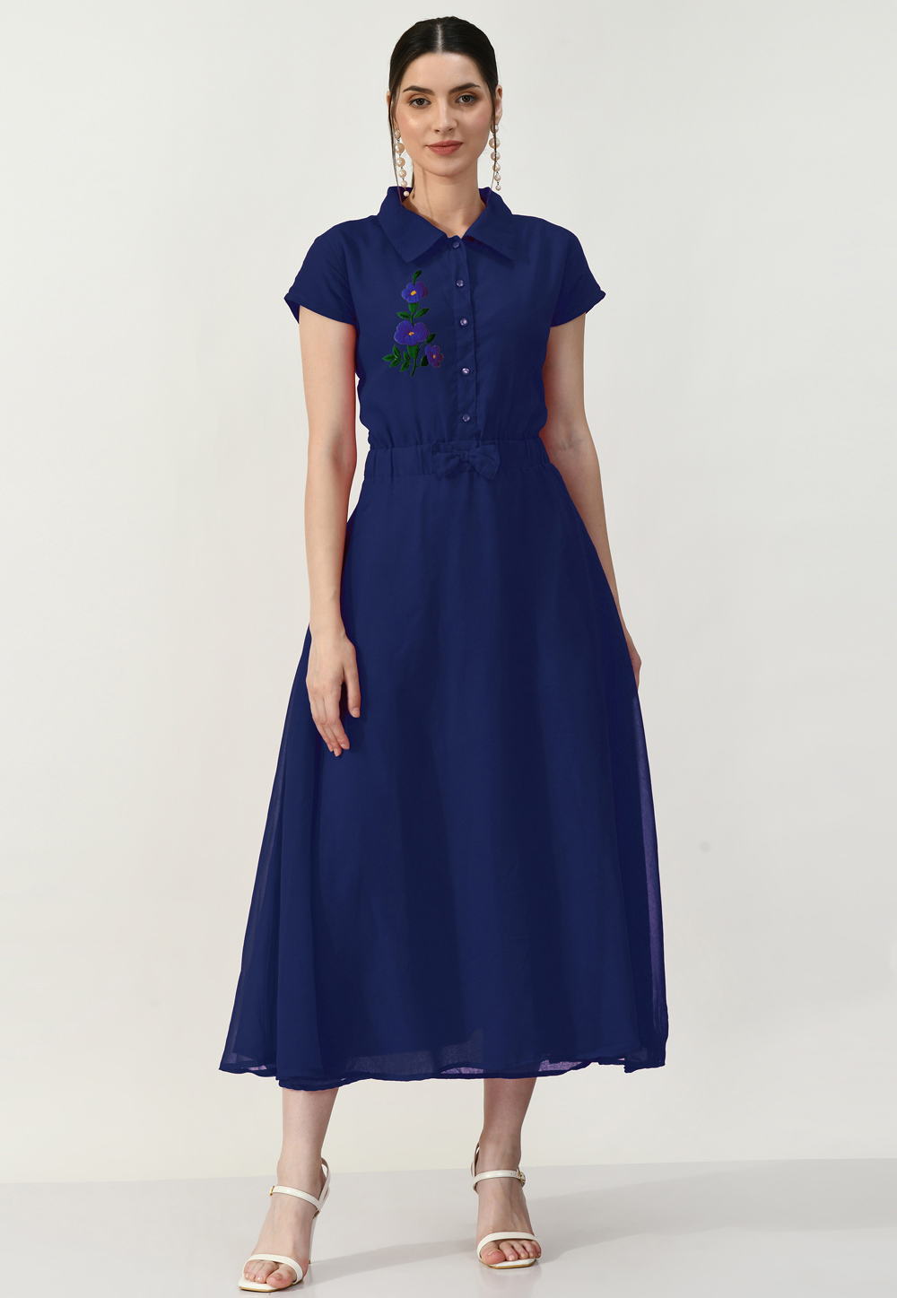 Navy Blue Georgette Gown 306772