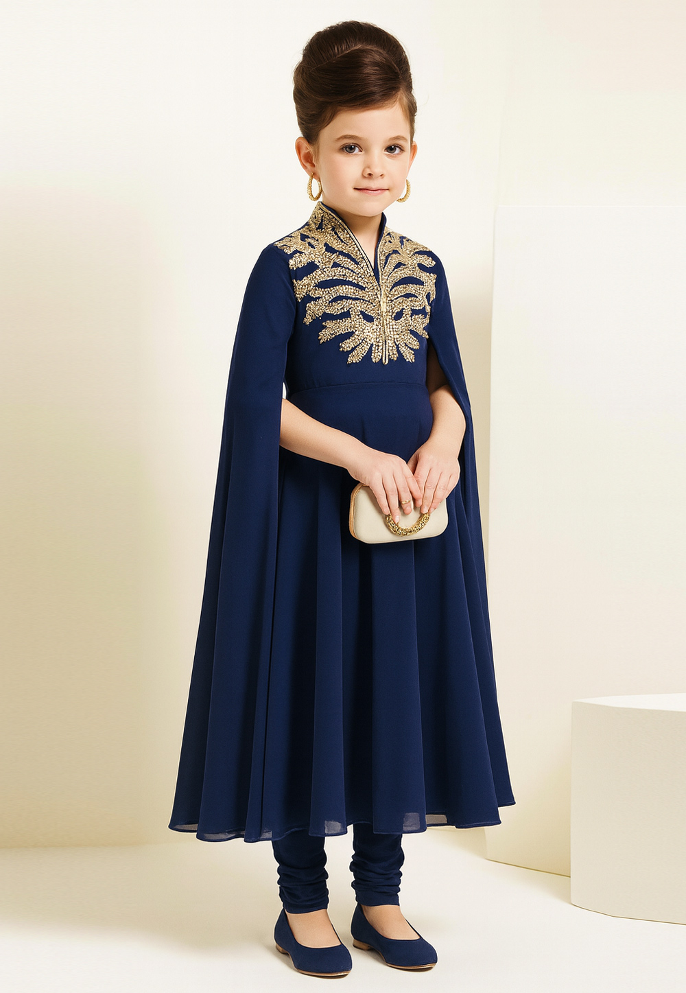 Navy Blue Georgette Kids Salwar Suit 320599