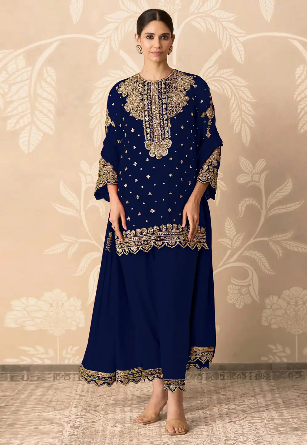 Navy Blue Georgette Pakistani Suit 328007