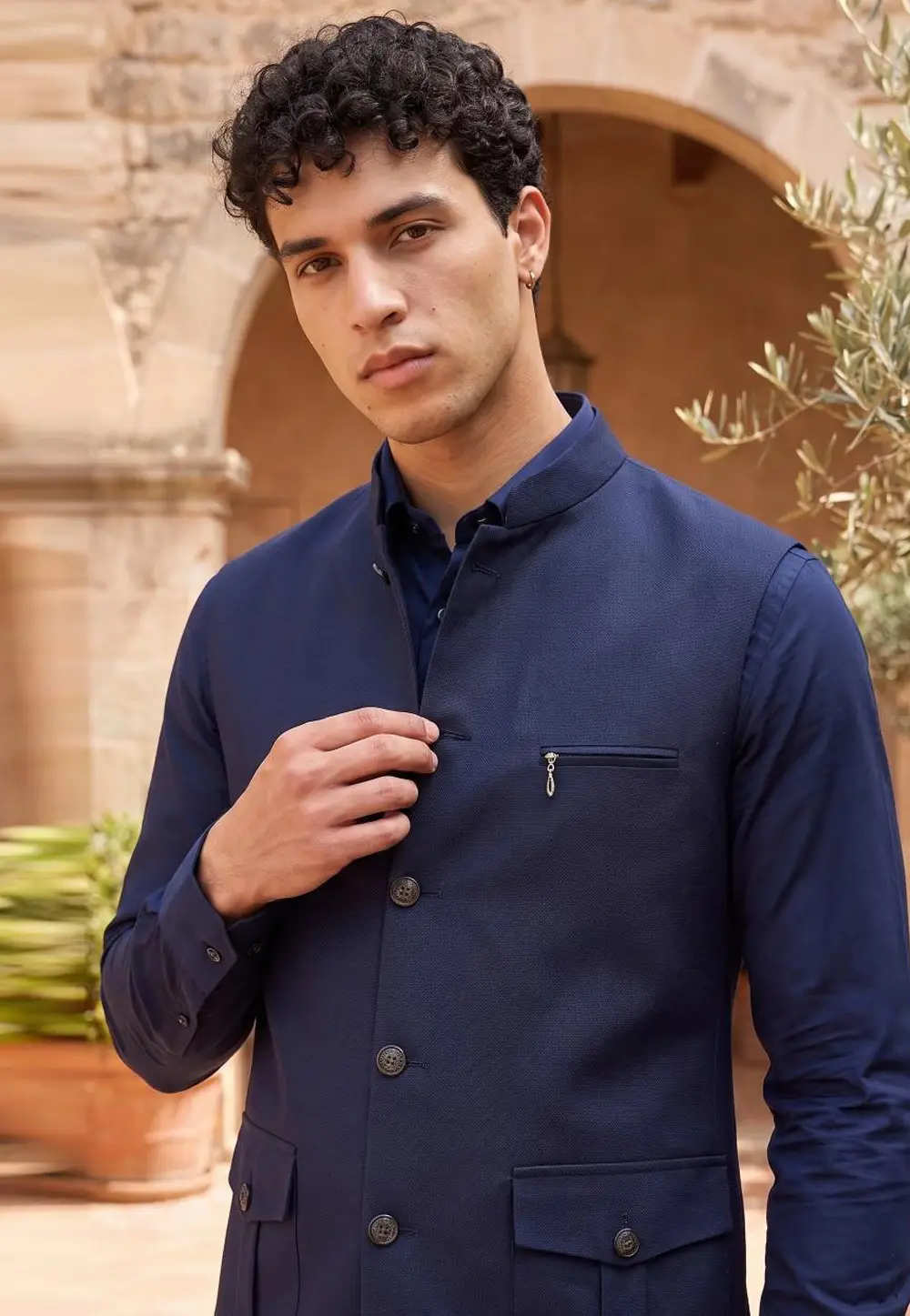 Navy Blue Jute Jacket 333495