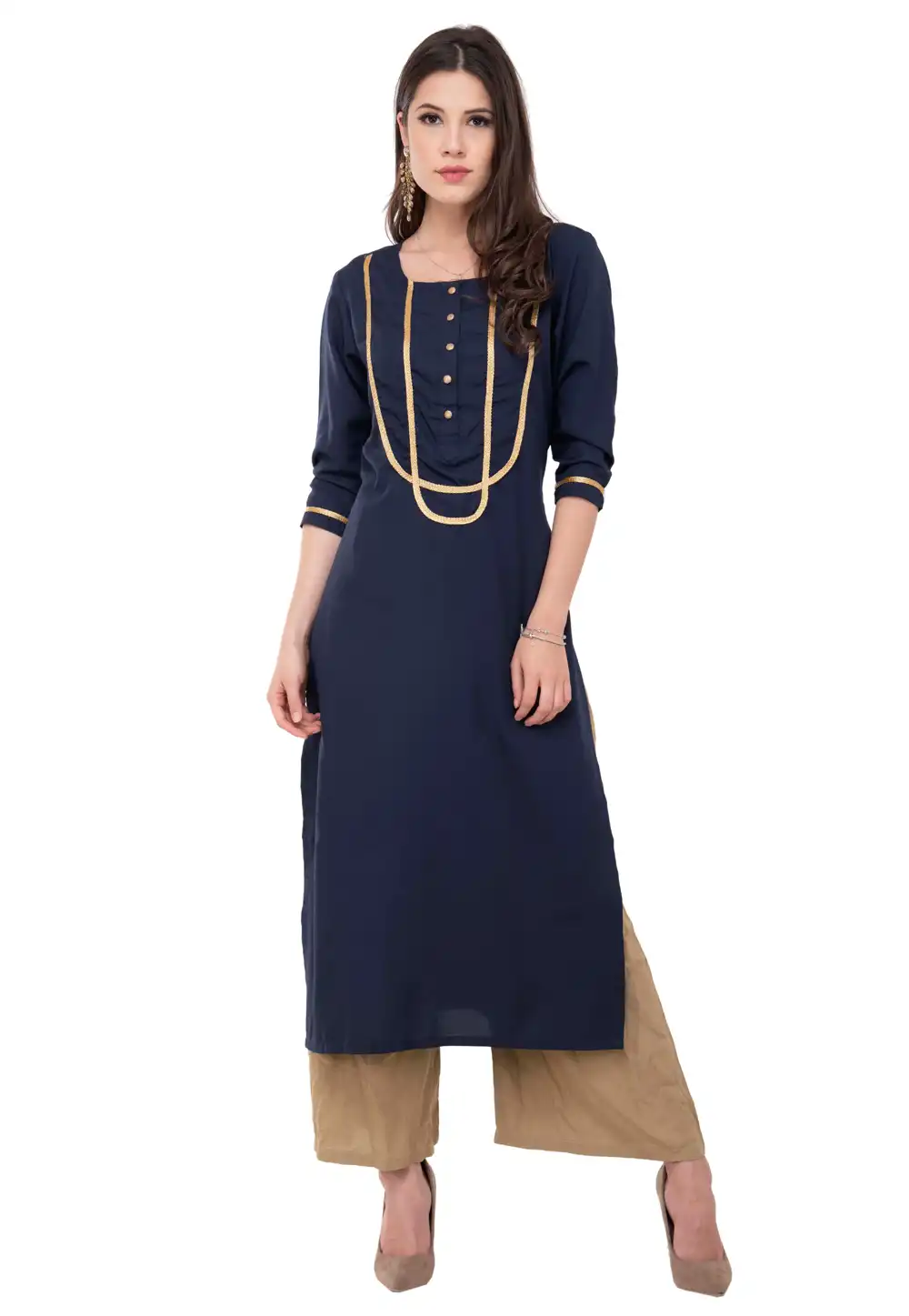 Navy Blue Rayon Readymade Pakistani Suit 322038