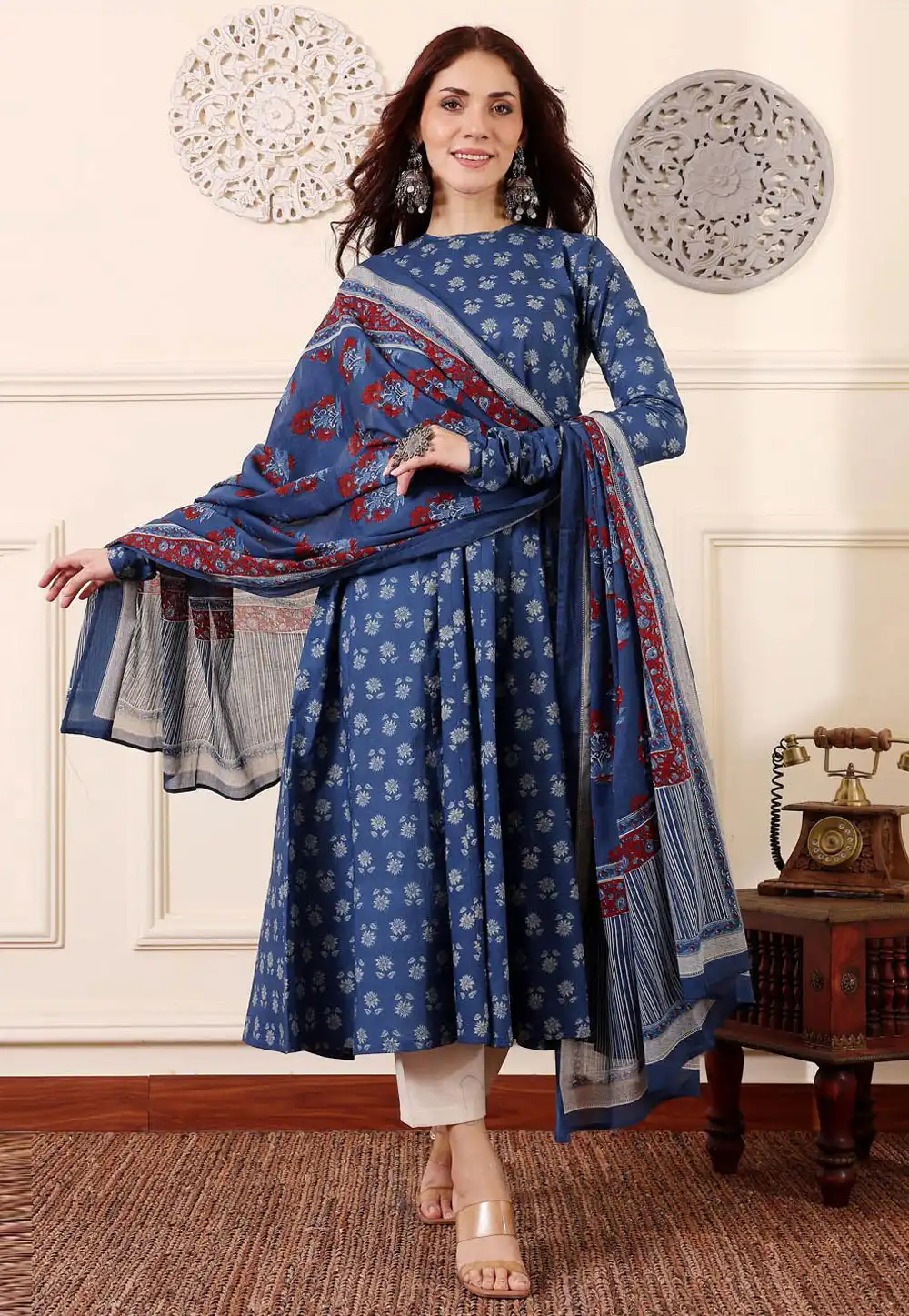 Navy Blue Rayon Readymade Pant Style Suit 321931