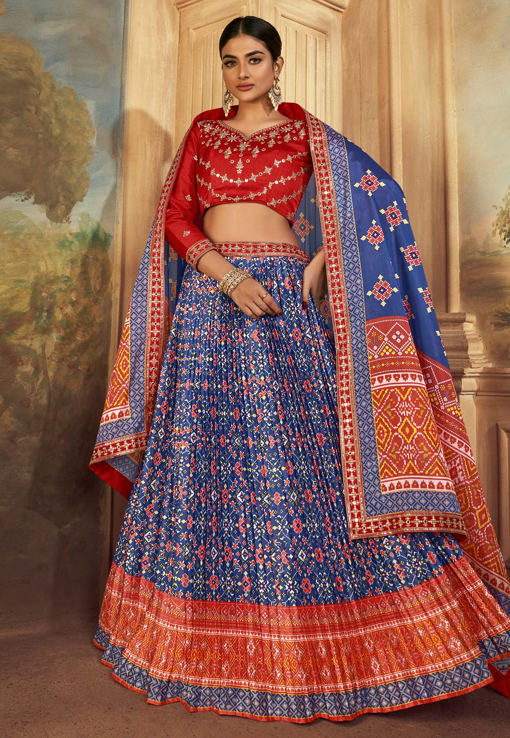 Navy Blue Silk Circular Lehenga Choli 283678