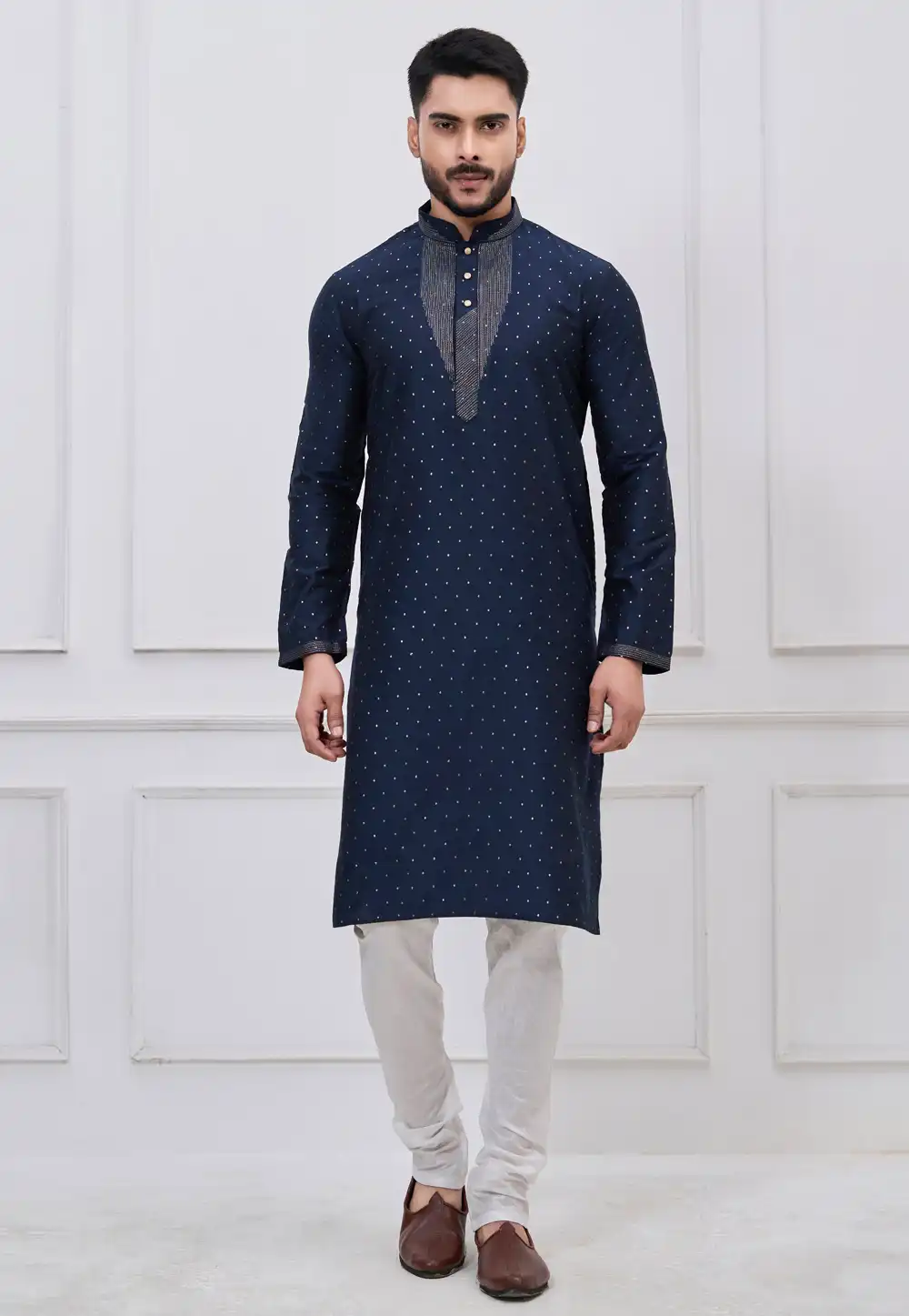 Navy Blue Silk Kurta Pajama 325169