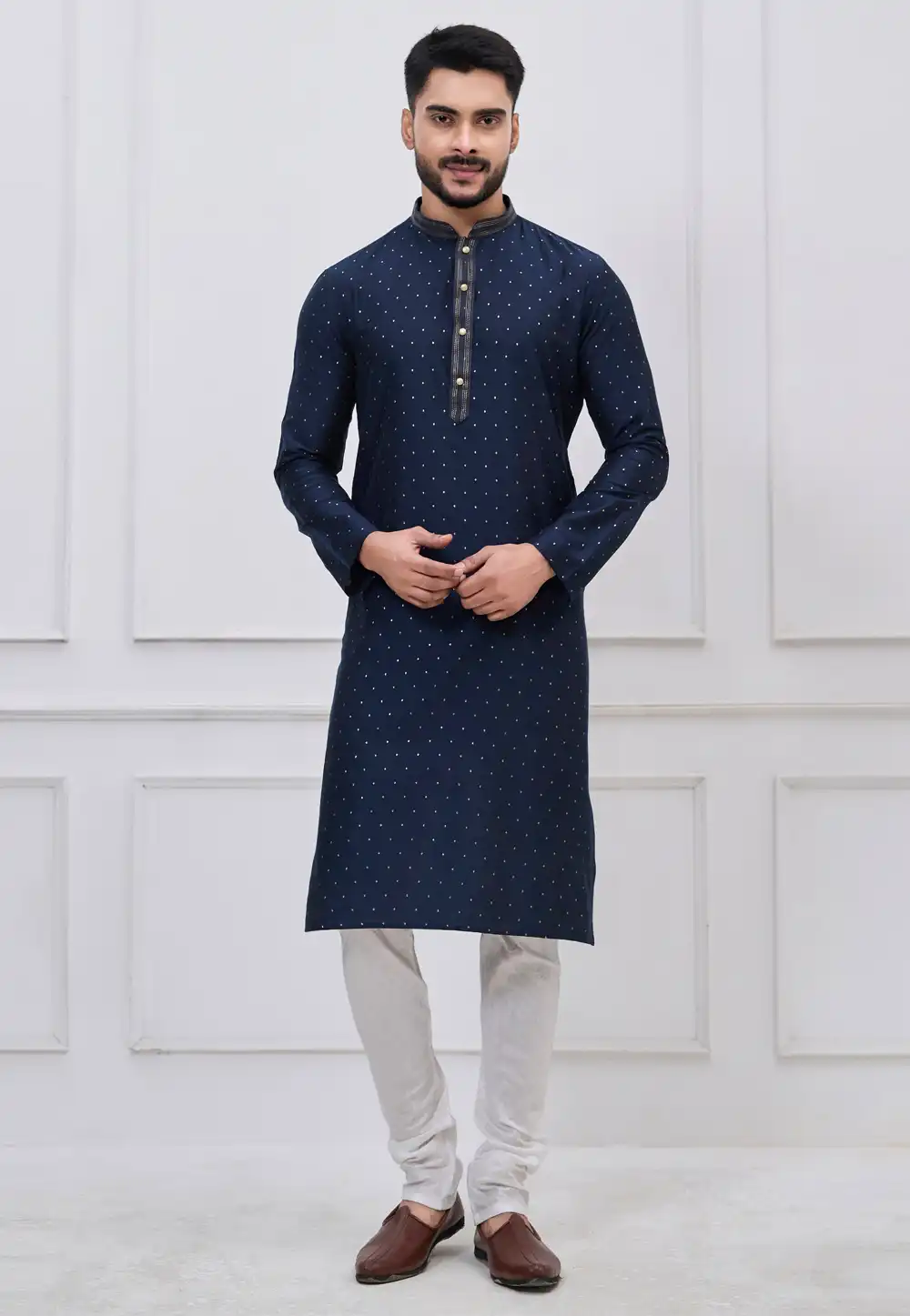 Navy Blue Silk Kurta Pajama 325171